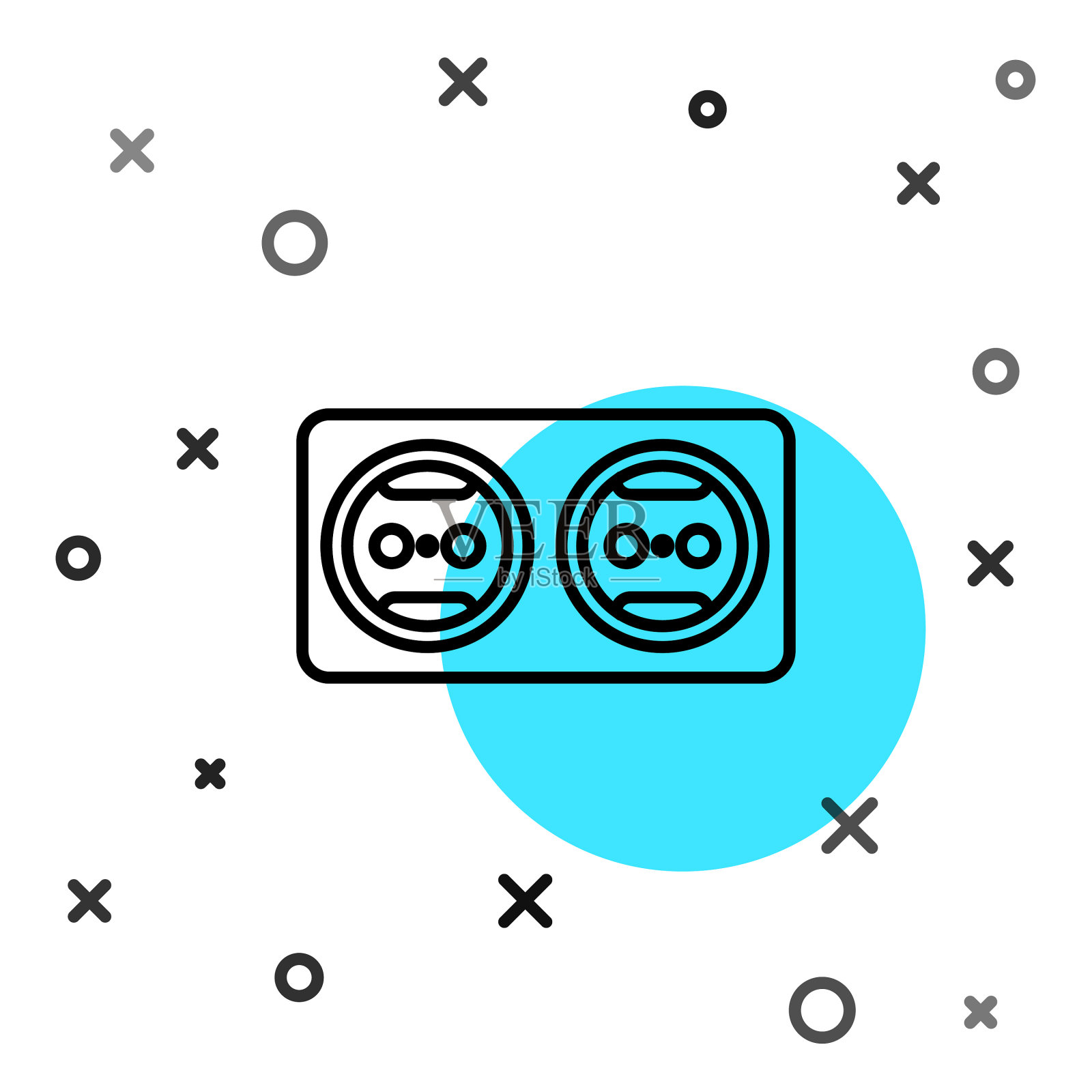 黑线电源插座图标隔离插画图片素材