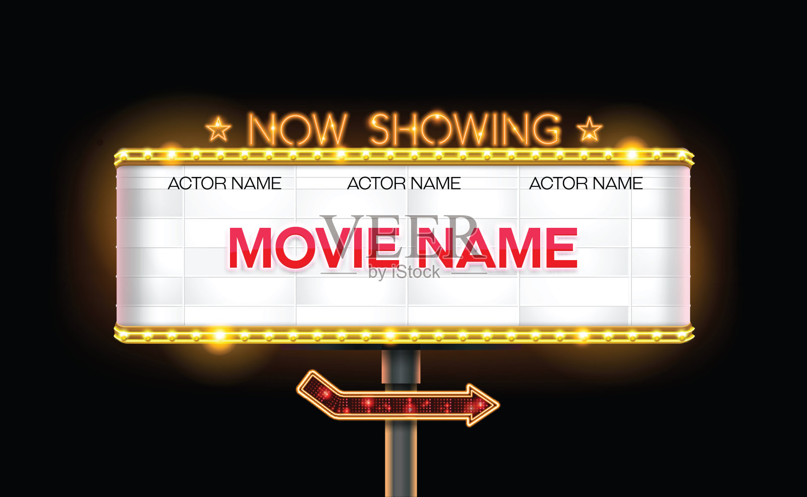 灯光标志,广告牌,电影院,影院矢量插图插画图片素材