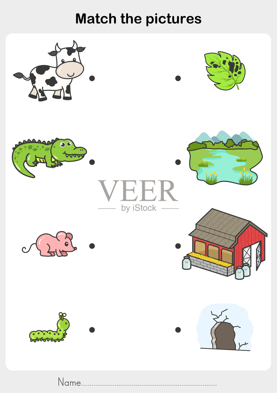 匹配动物和他们的家的图片。-教育用抽认卡。插画图片素材