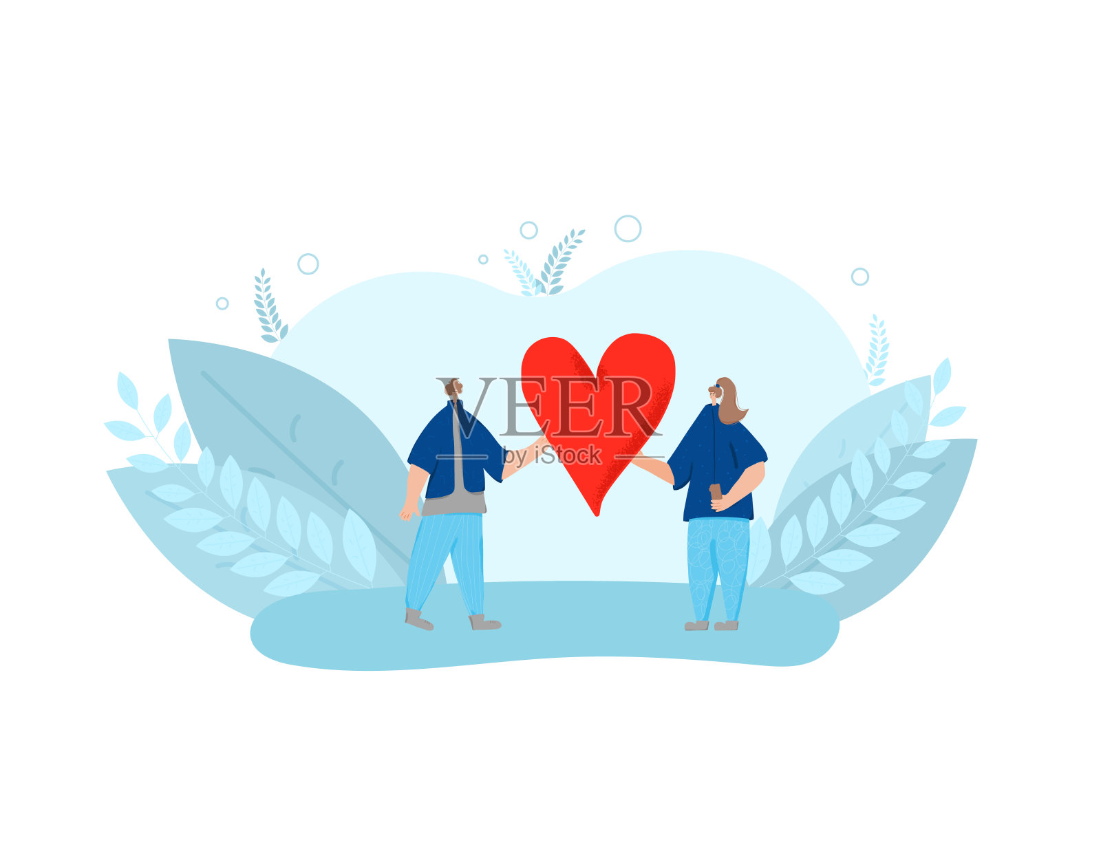 两人。日期的概念。向量的场景。插画图片素材