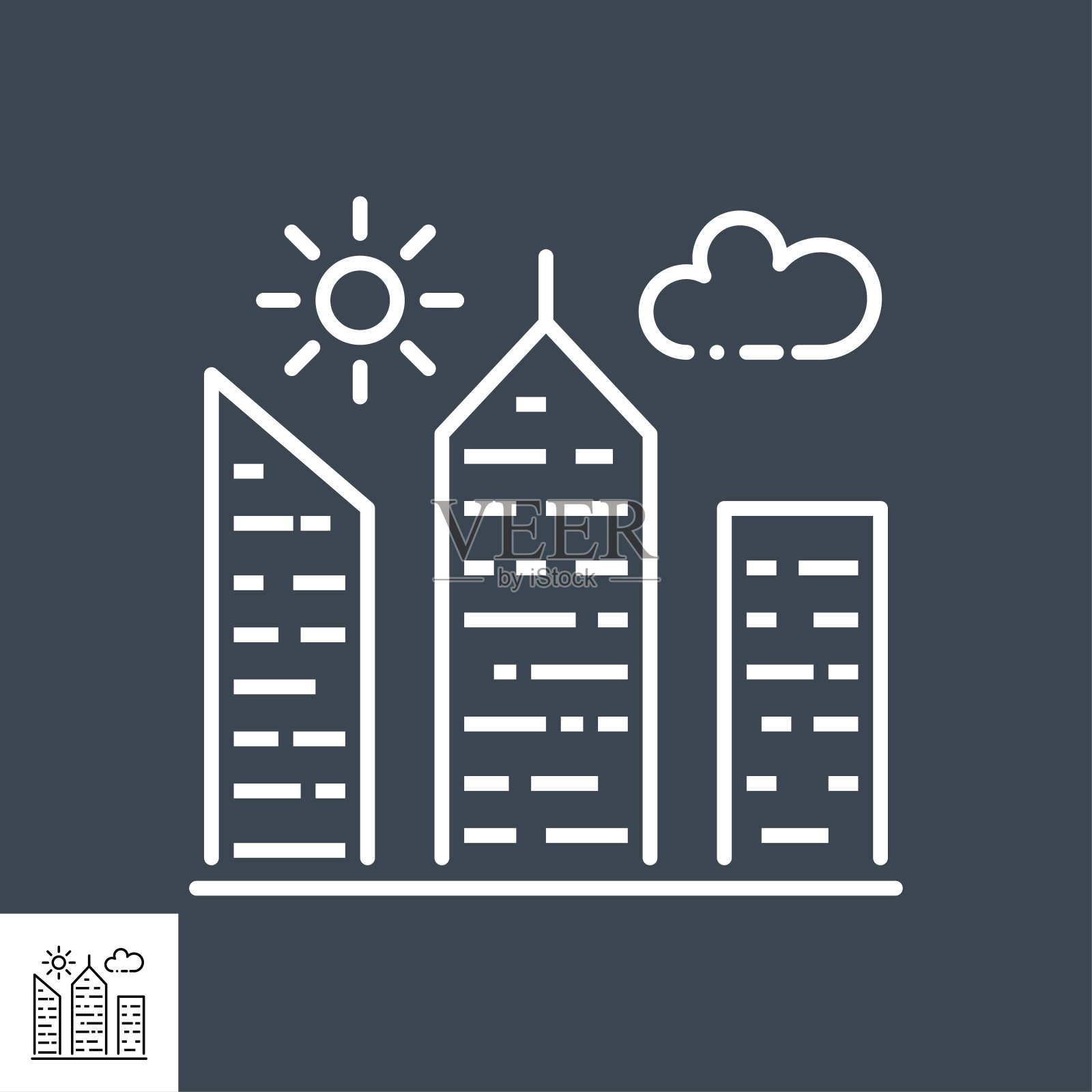 城市建筑细线矢量图标插画图片素材