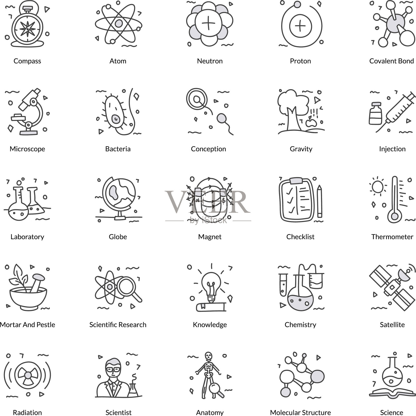 带上科学涂鸦图标插画图片素材