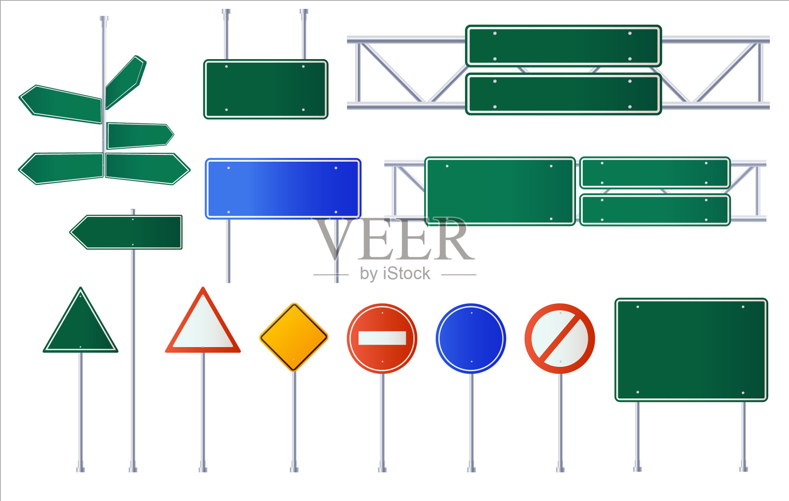在白色背景上设置孤立的路标图标素材