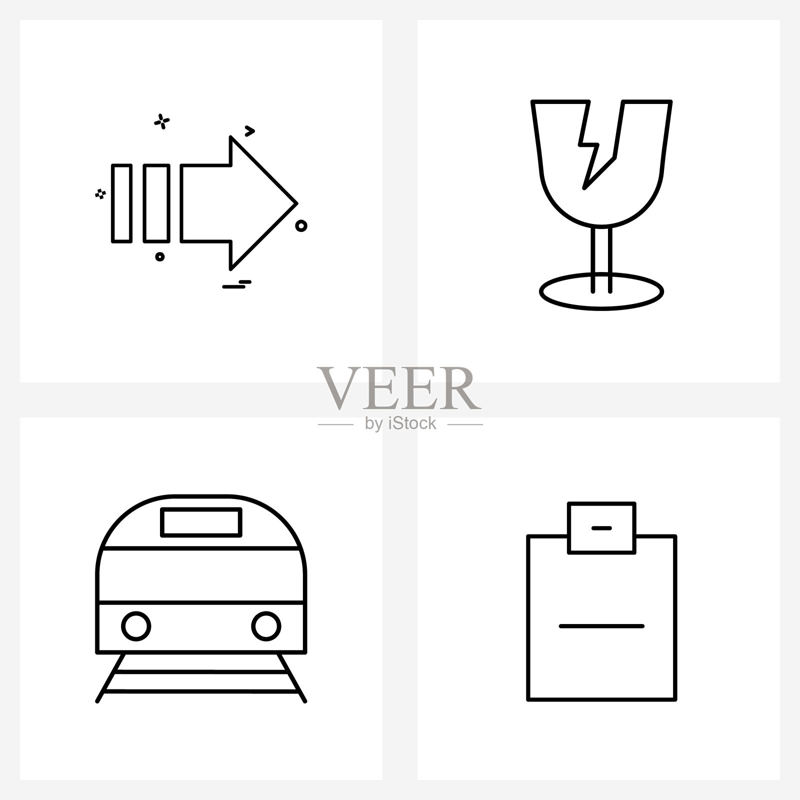 4可编辑的线条图标和现代符号箭头图标素材