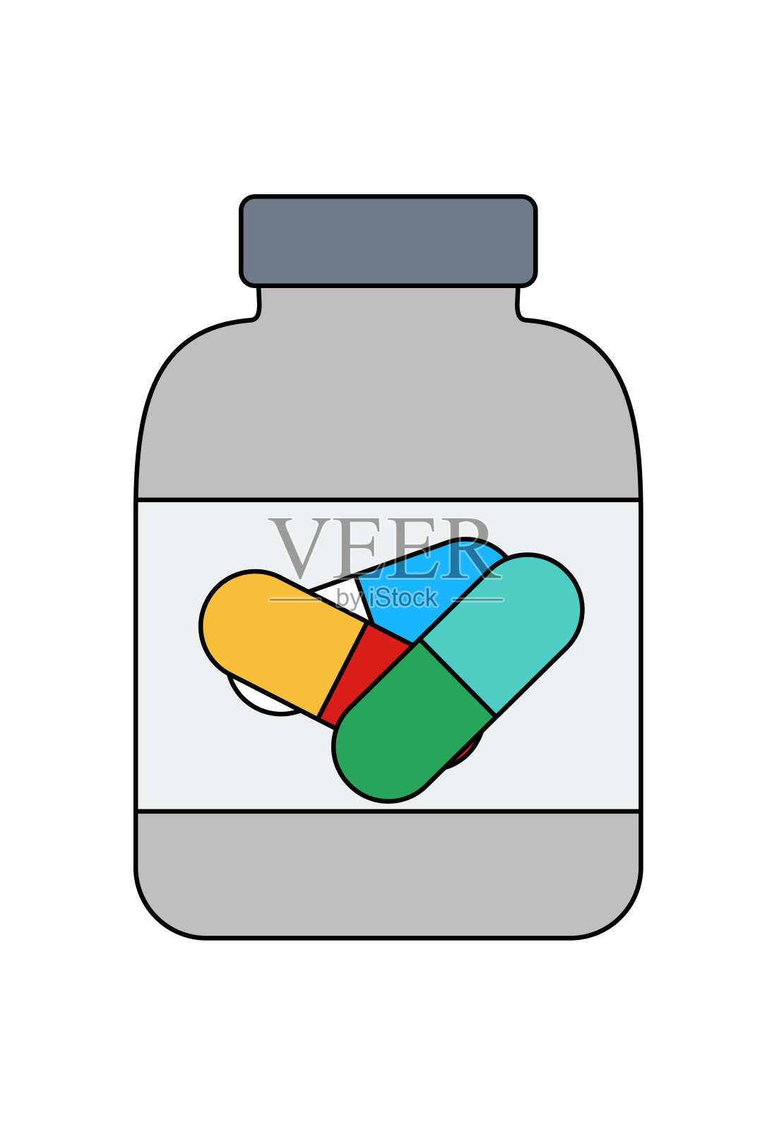 容器中的健身药片图标插画图片素材