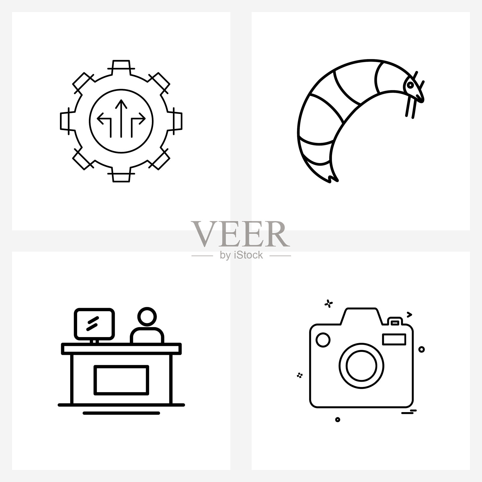移动用户界面线图标设置4个现代象形图图标素材