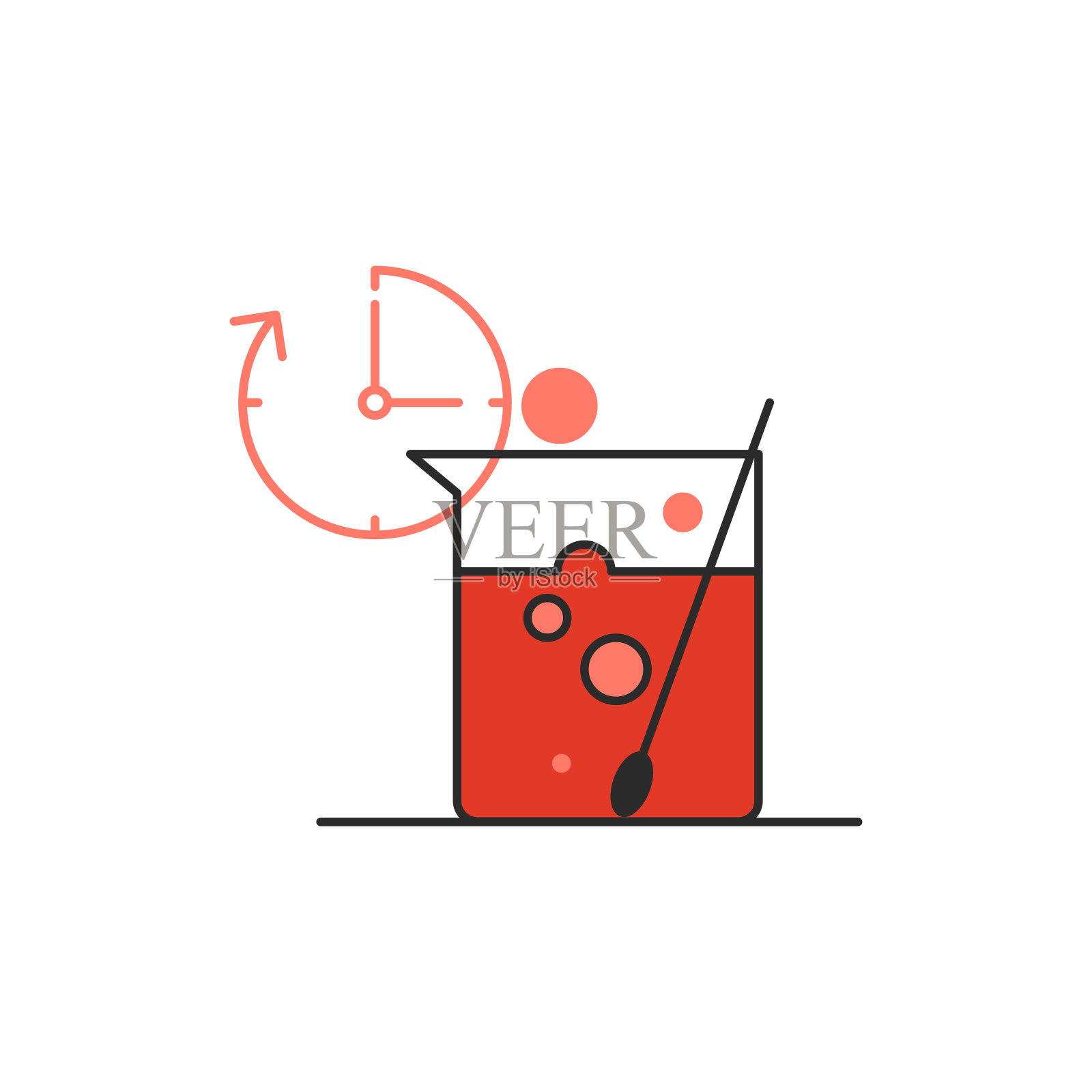 带有时钟图标的烧杯烧瓶。插画图片素材