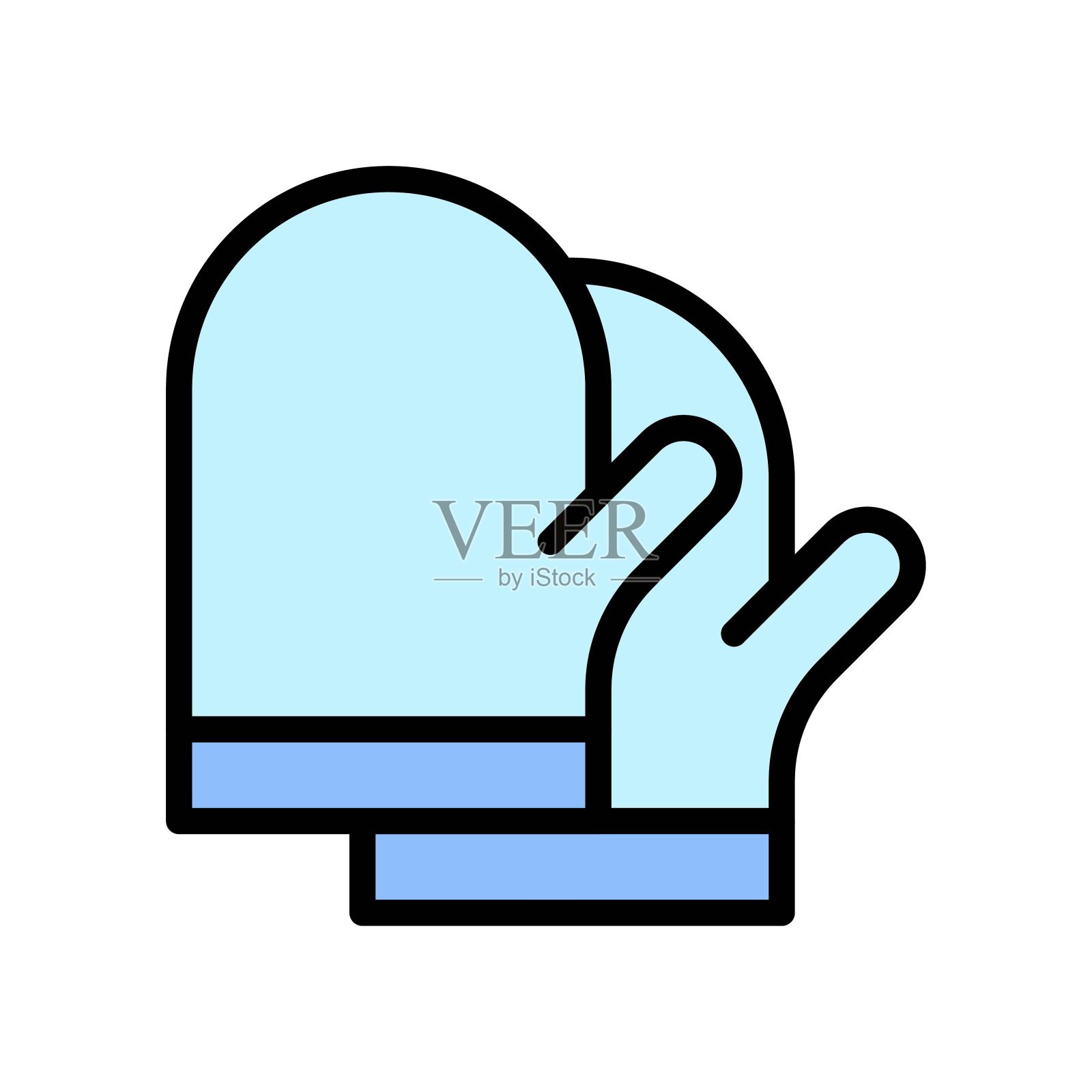 面包店图标相关厨师手套烹饪矢量与可编辑的笔触,插画图片素材