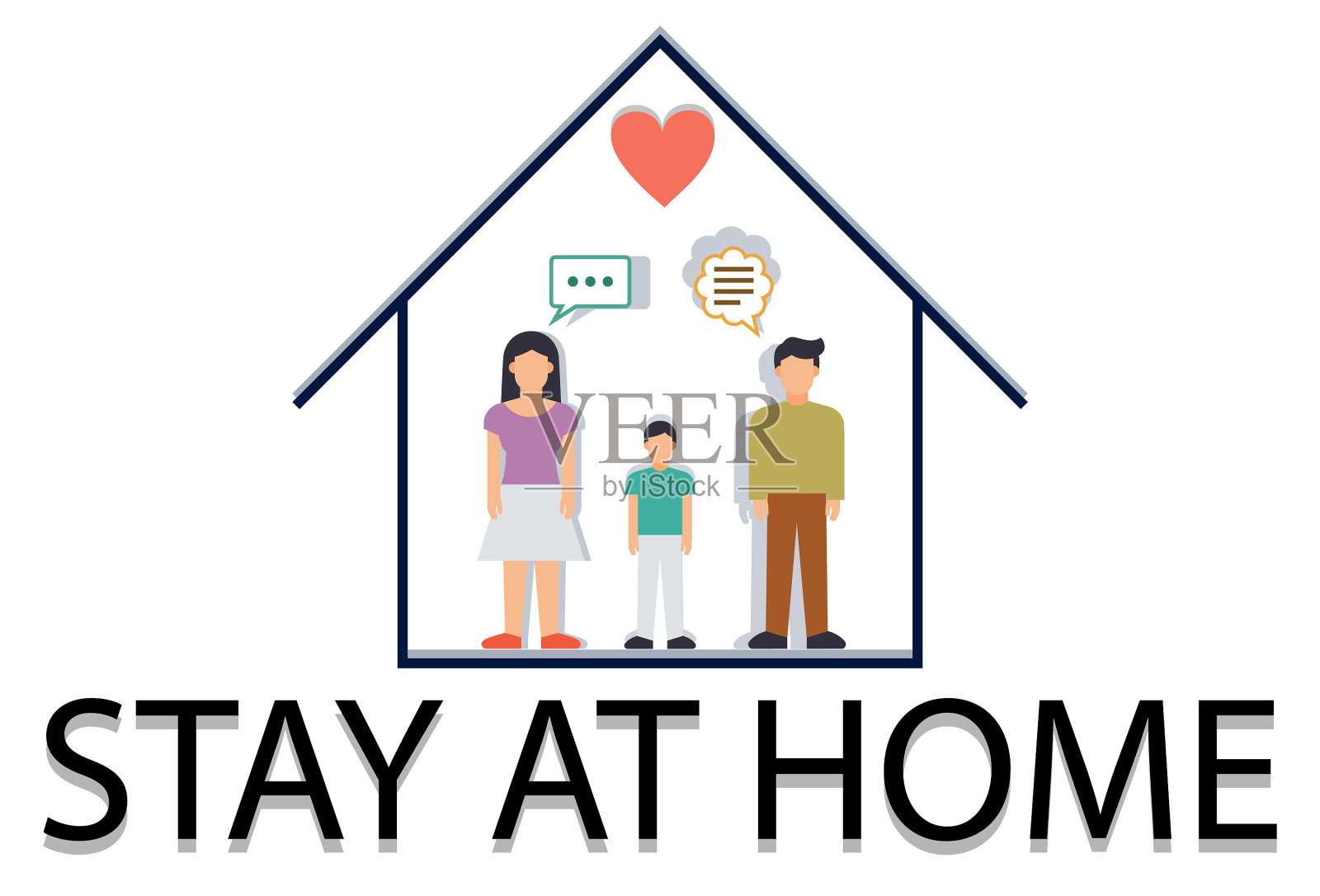 居家自我隔离插画图片素材