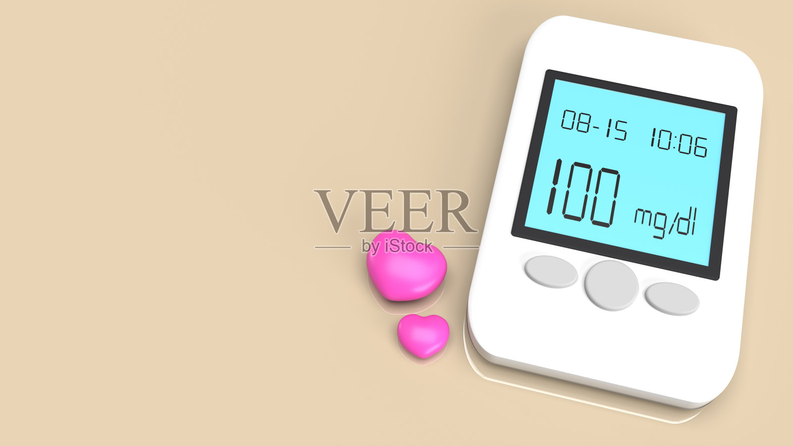 血糖仪测试糖尿病的医疗内容3d渲染。照片摄影图片