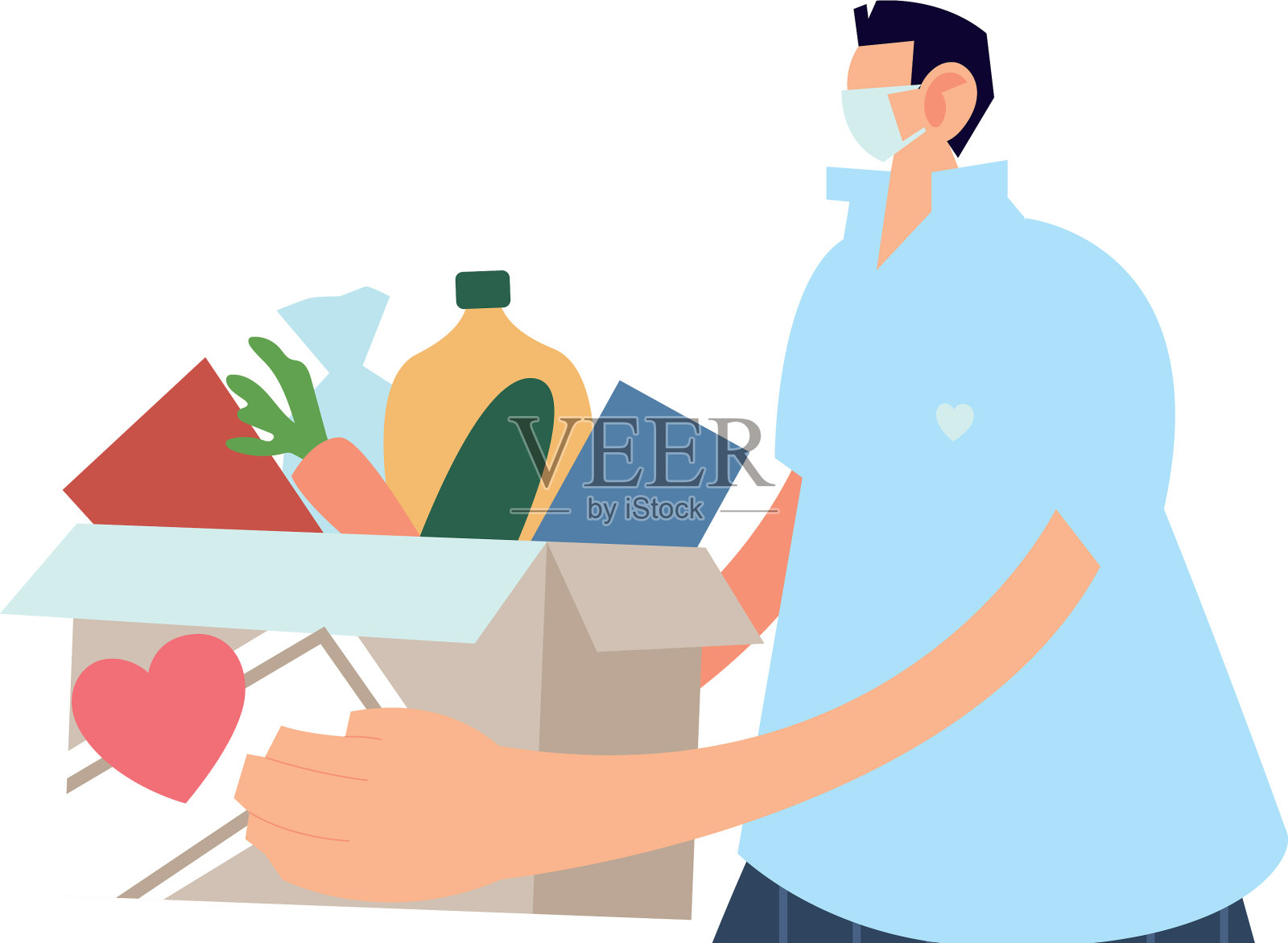 带口罩的快递员设计元素图片