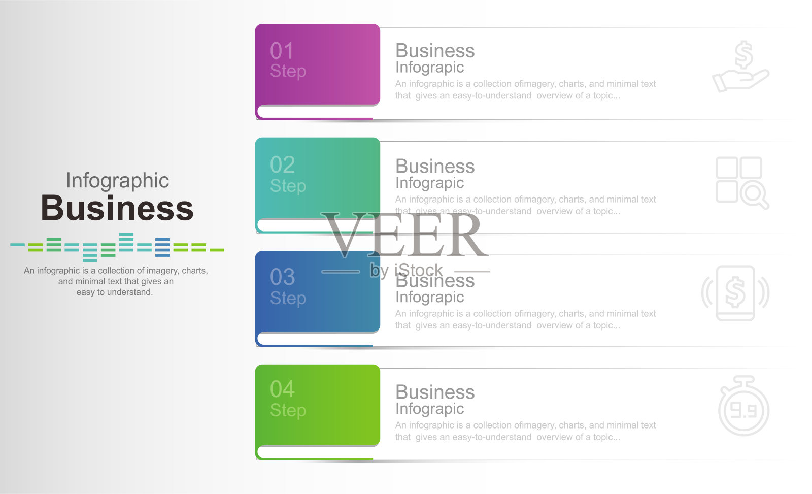 矢量插图信息图形4个选项。数据和信息可视化。动态信息图形时尚的几何。设计商业邀请函、礼品卡、传单和小册子的元素插画图片素材