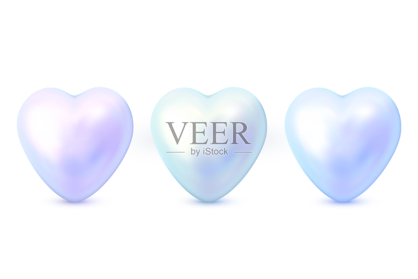 三颗现实的珍珠心插画图片素材