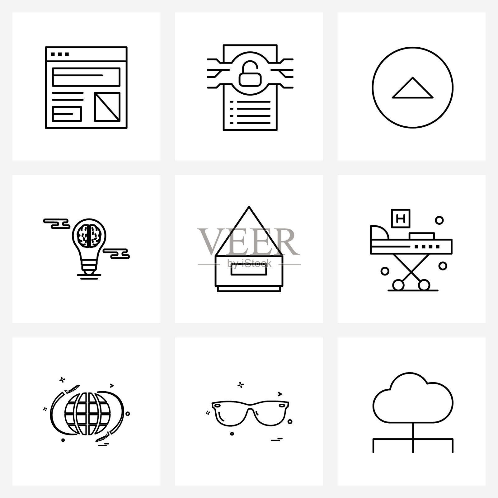 设置9现代线条图标箭头灯图标素材