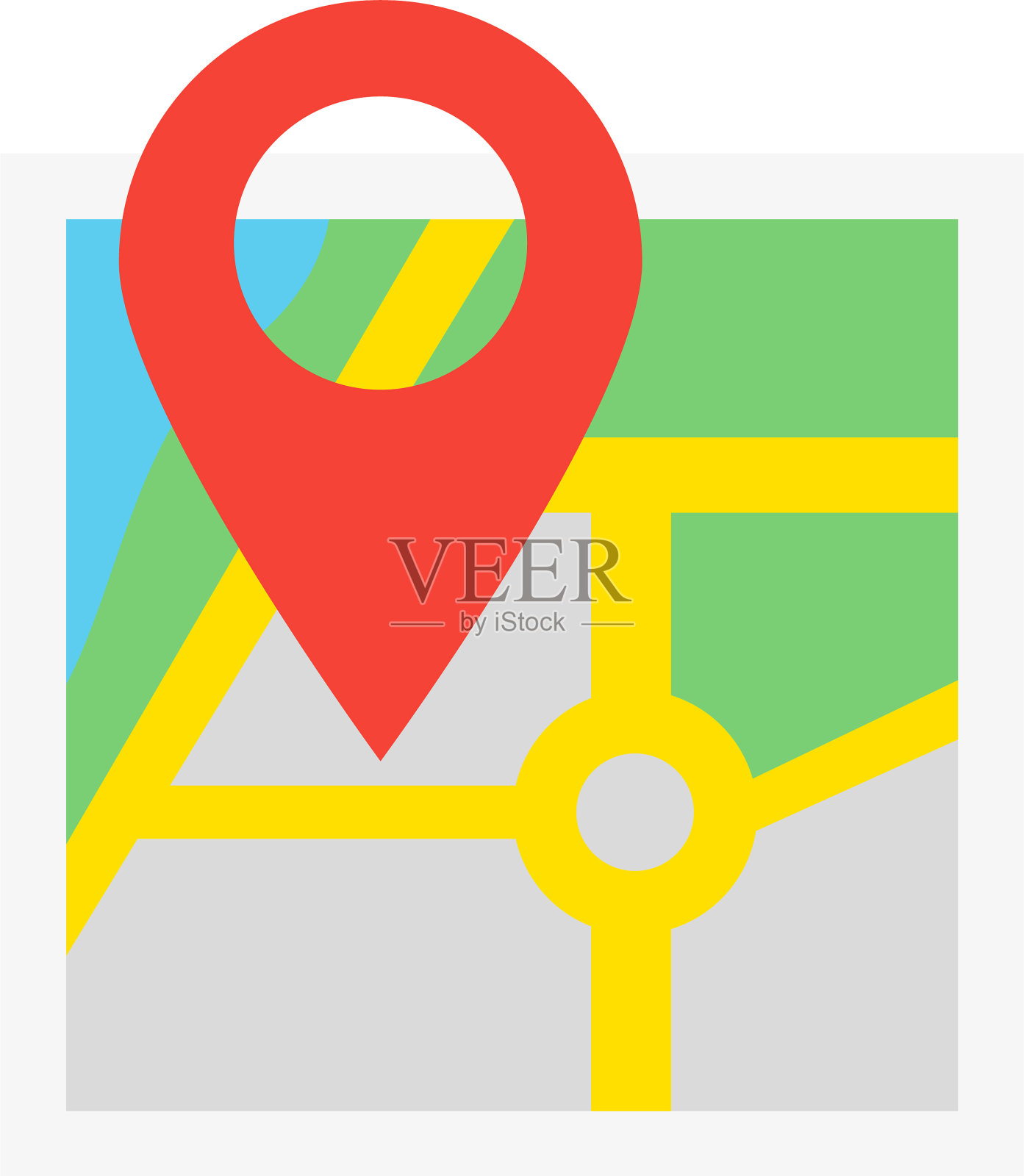 地图和地图标记平面图标的简单元素插画图片素材