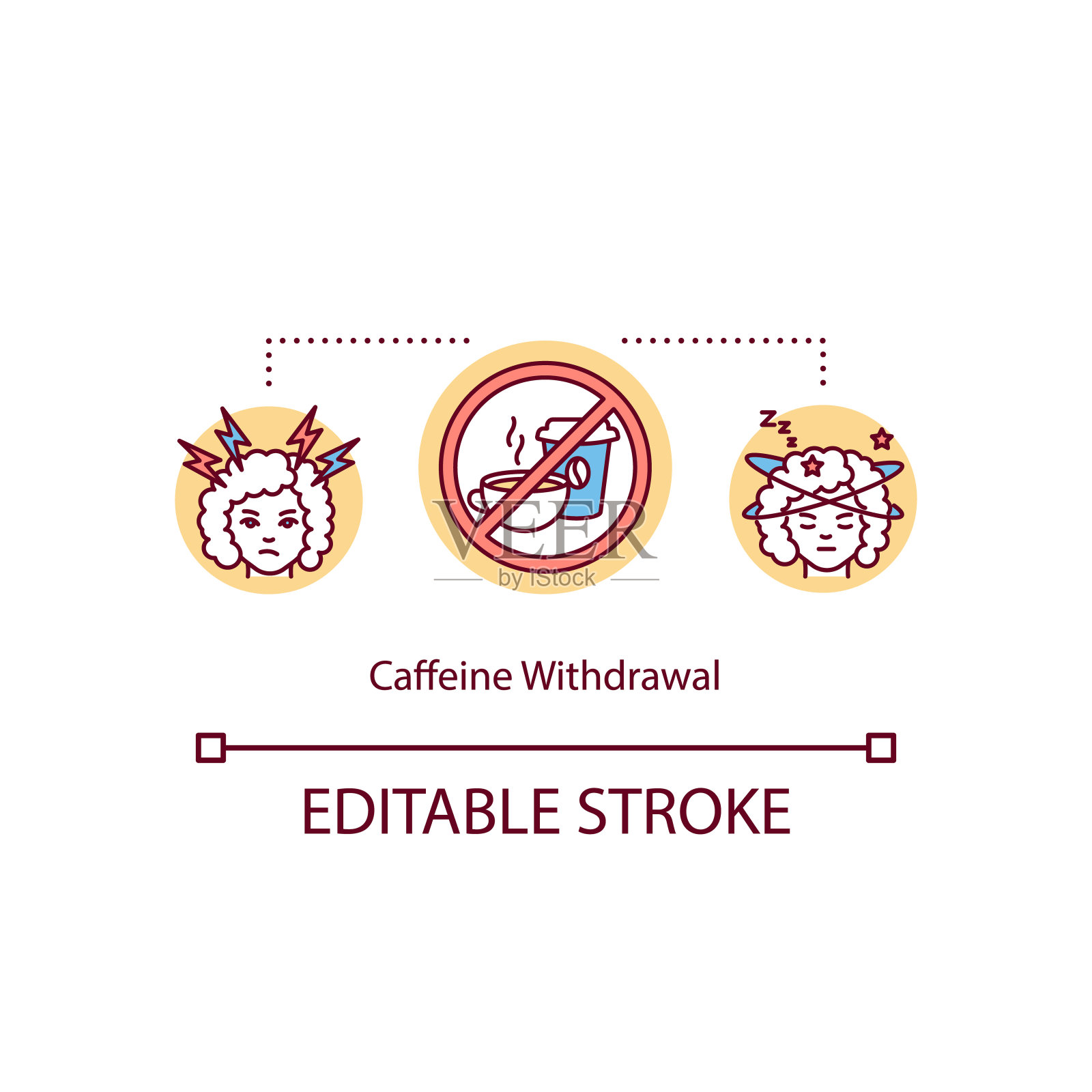 戒断咖啡因症状概念图标插画图片素材