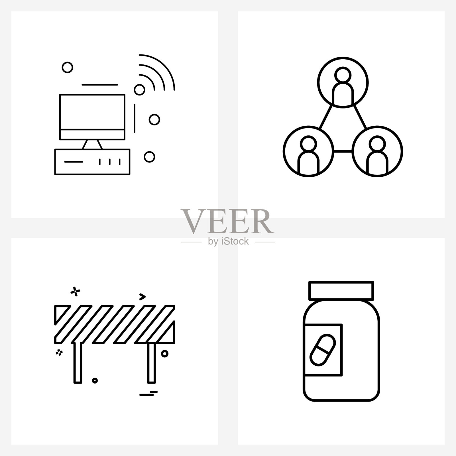 设置4个用户界面图标和符号的计算机劳动图标素材
