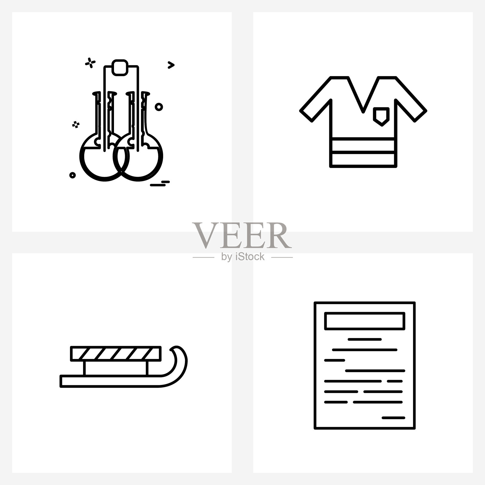 4个通用线图标用于网页和手机插画图片素材