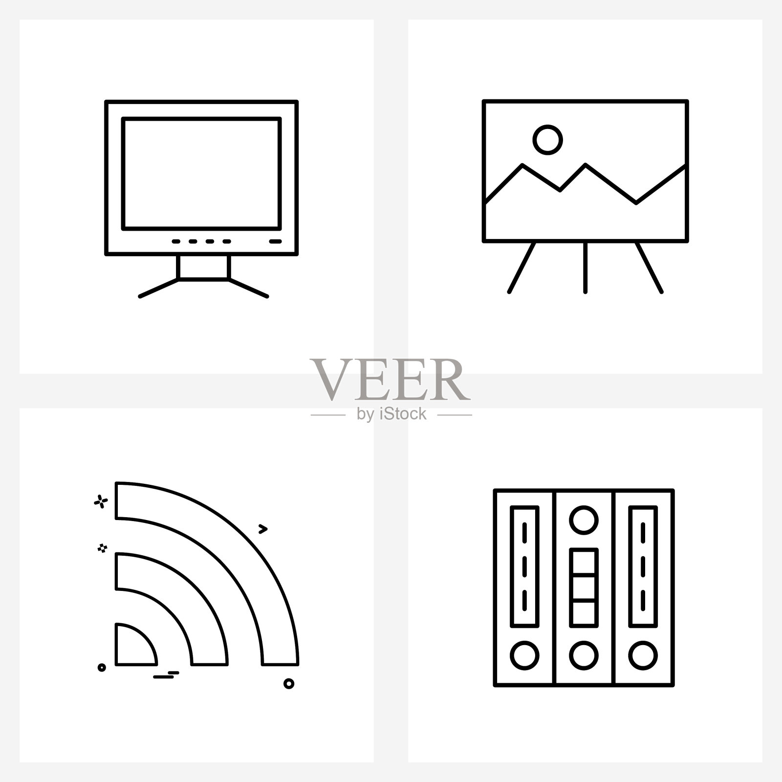 现代4行简单的图标显示图标素材