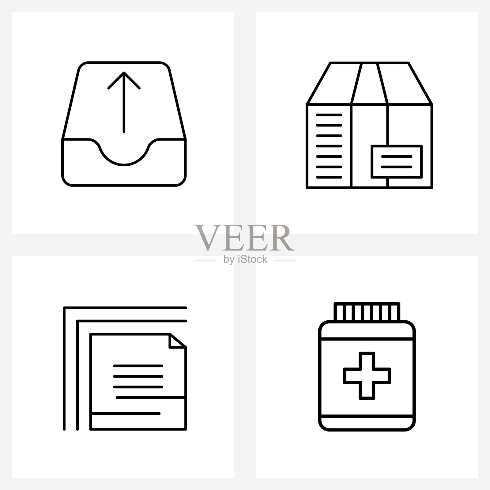 设置4行图标符号和电子邮件符号图标素材