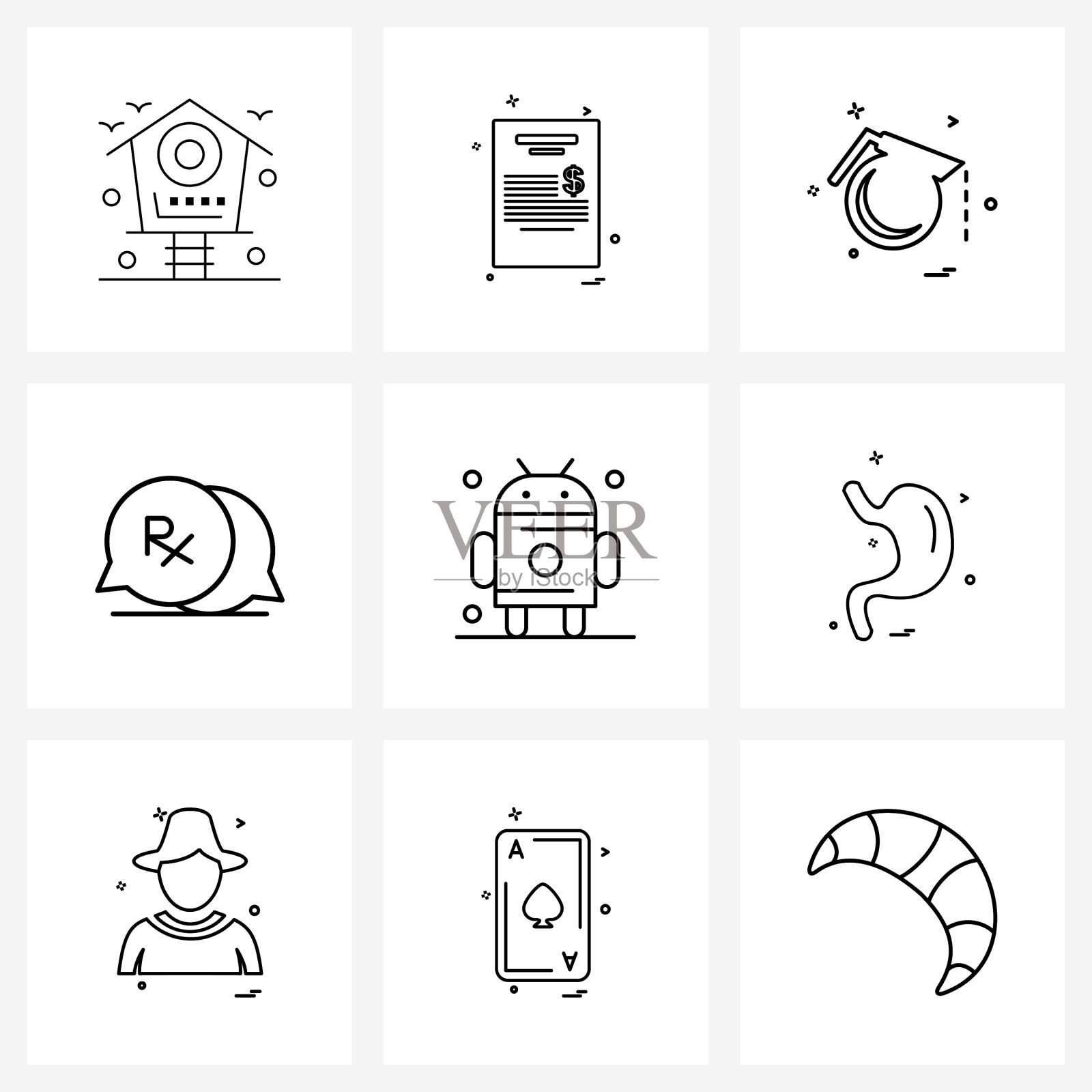 设置9个通用线图标android医院图标素材