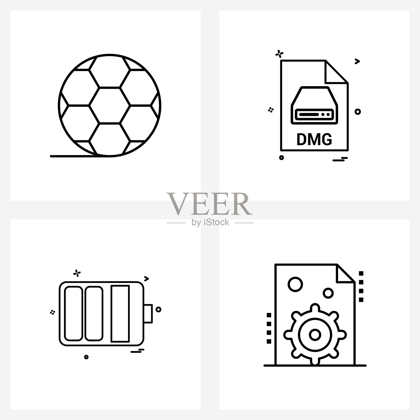 线图标设置了4个现代足球符号图标素材