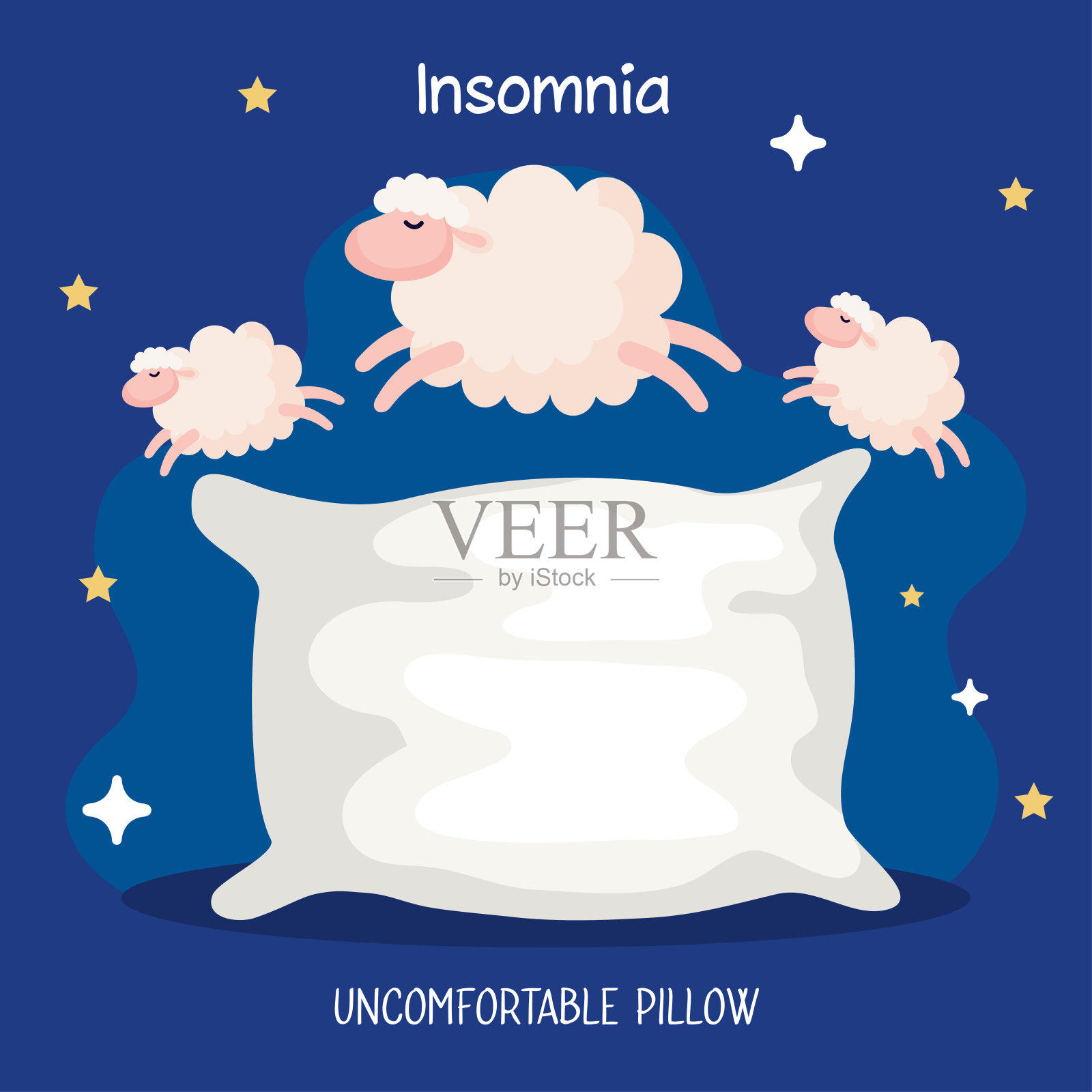 失眠不舒服的枕头采用绵羊矢量设计设计元素图片