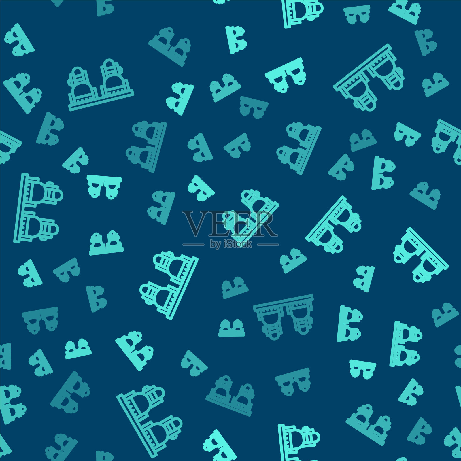 绿线滑雪板图标孤立无缝插画图片素材