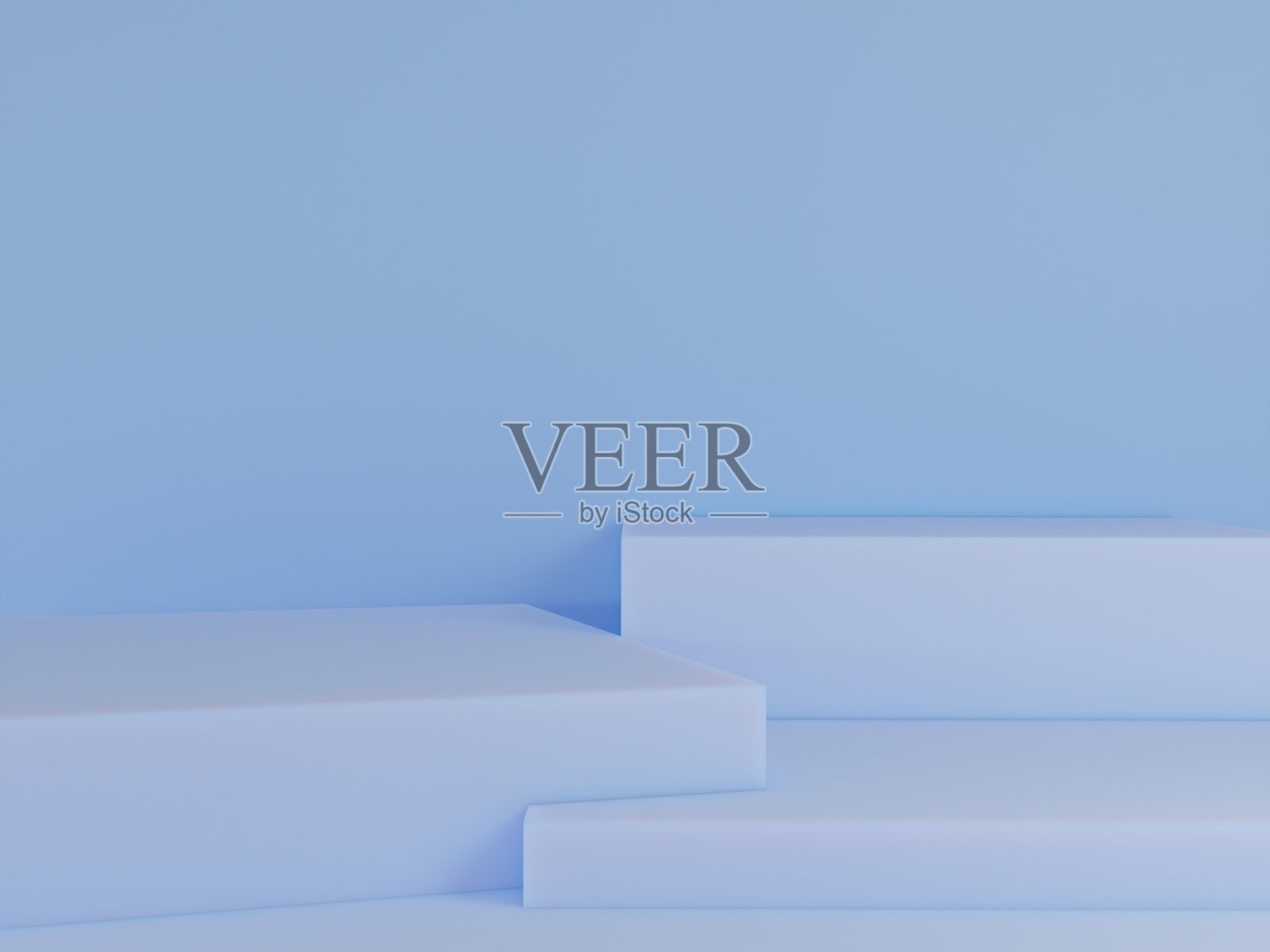 场景与讲台模拟展示在蓝色和极简主义风格与复制空间,3d渲染抽象背景设计照片摄影图片