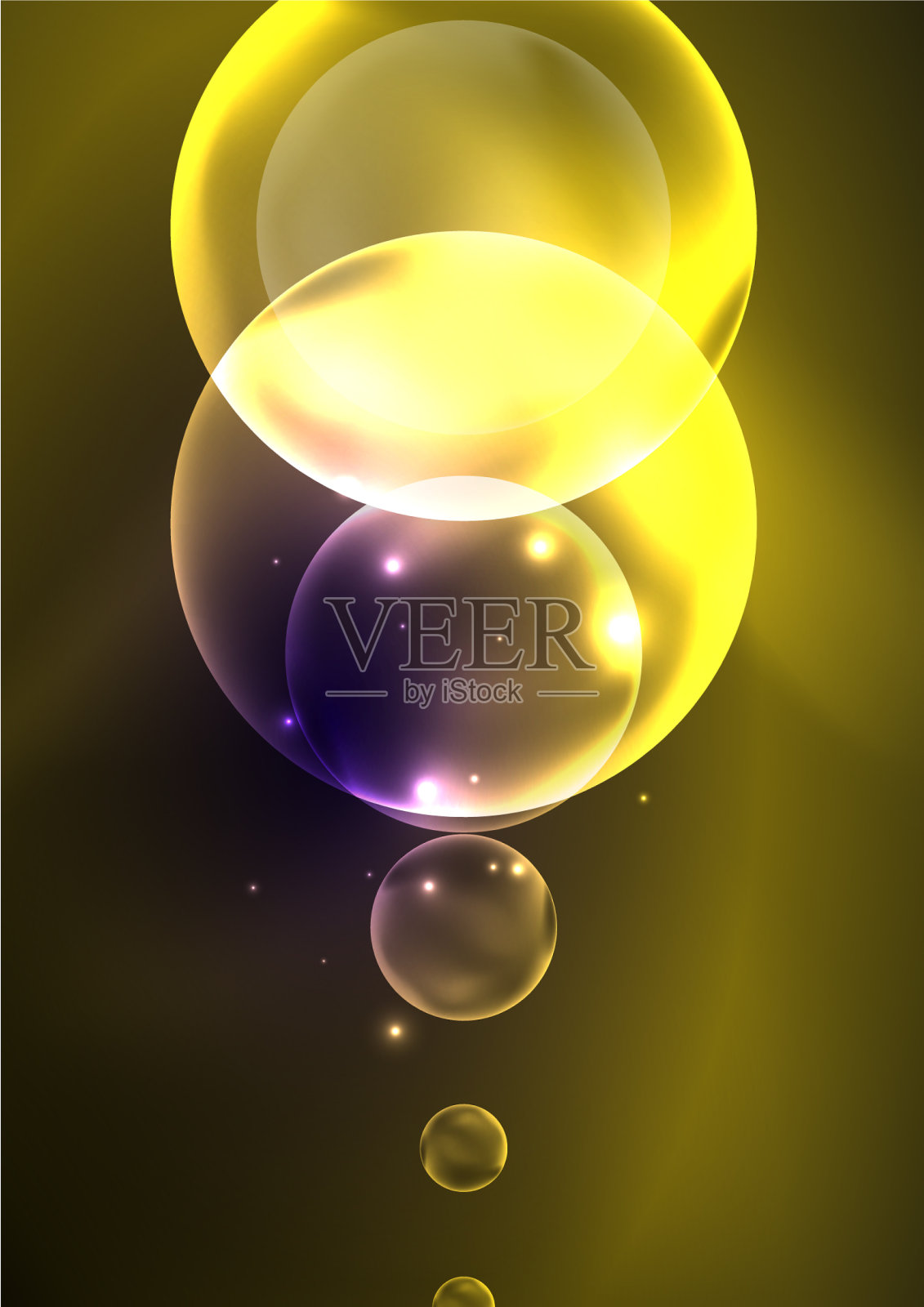 发光的霓虹灯,闪亮的透明气泡玻璃插画图片素材