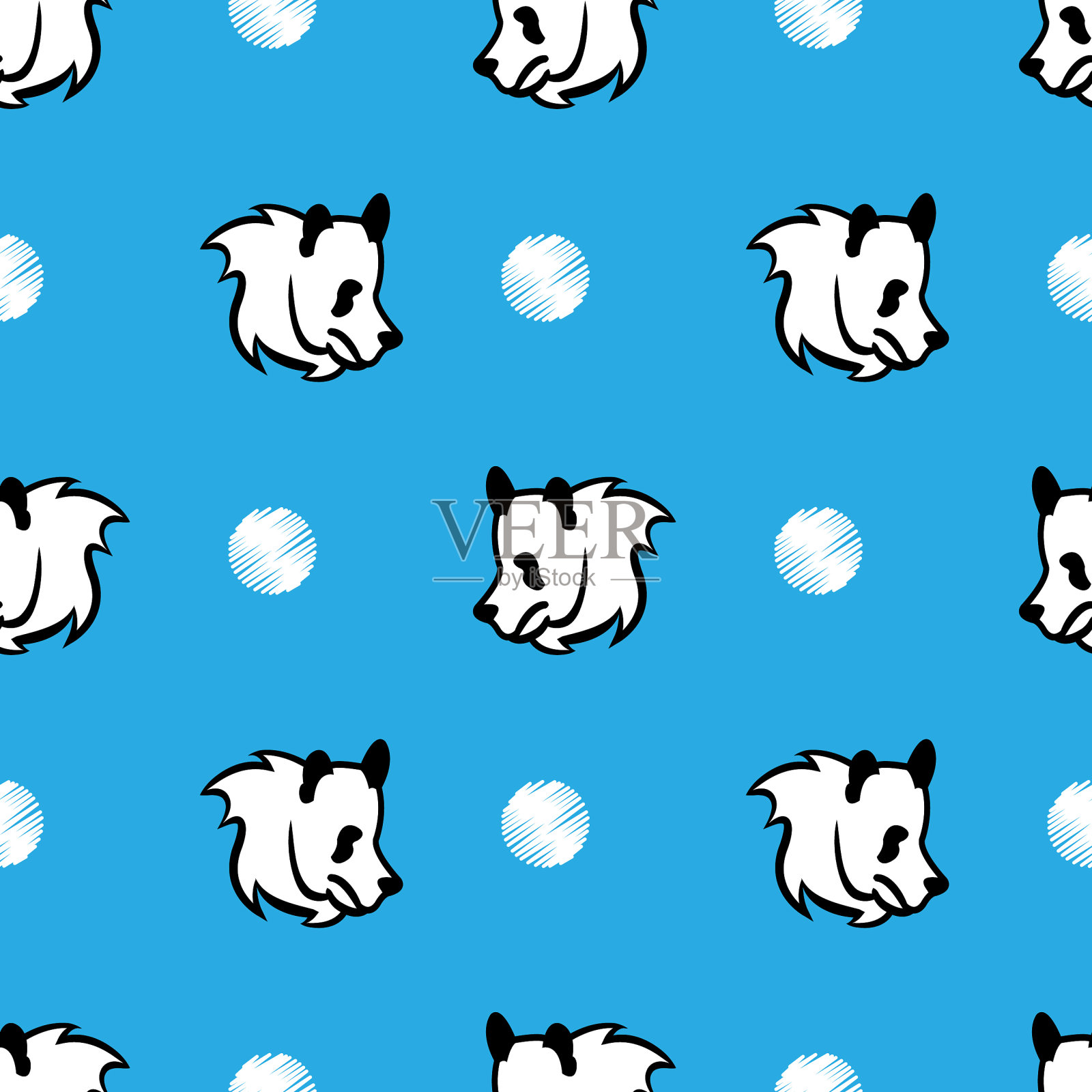 熊猫头像无缝图案卡通重复熊插画图片素材