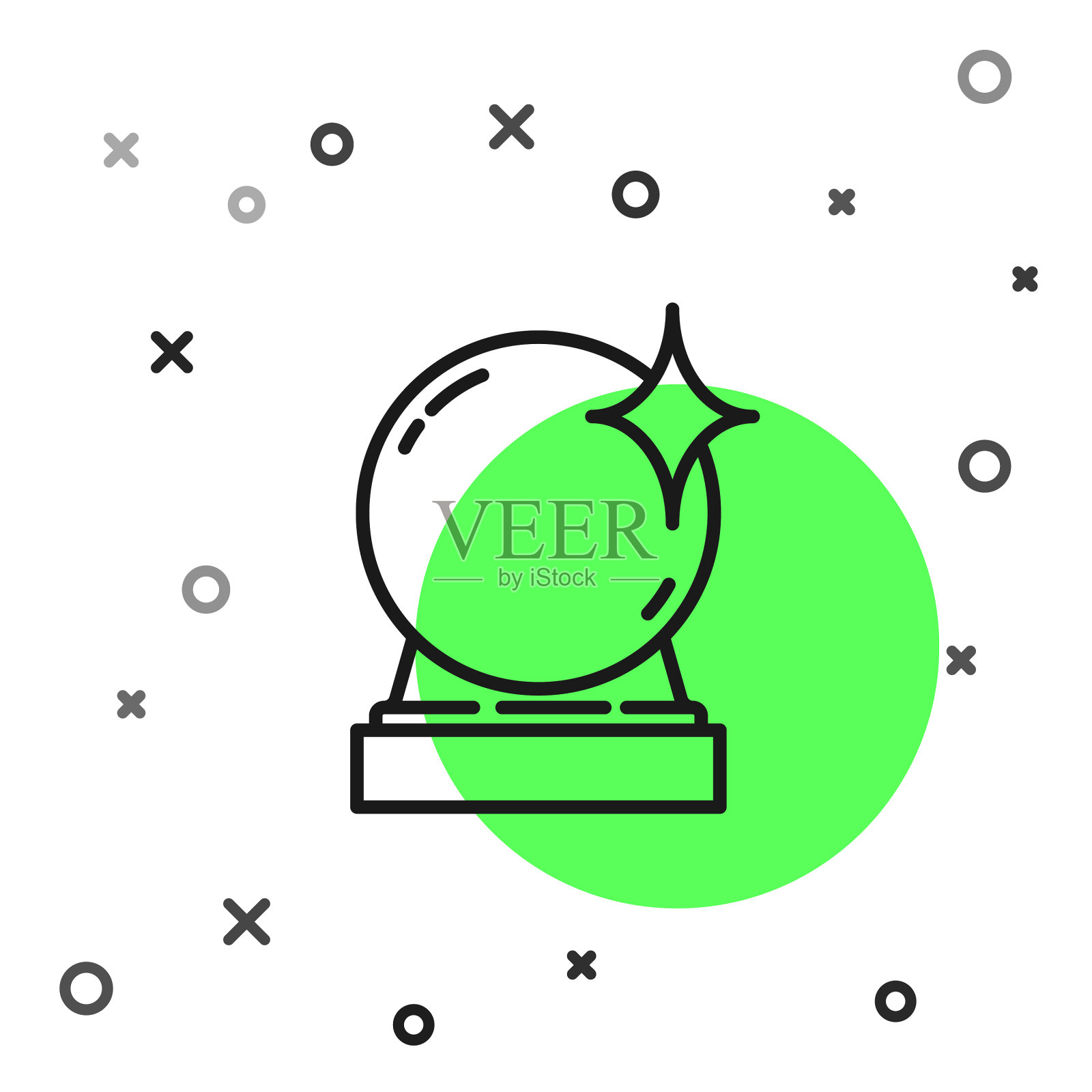 黑线魔术球图标隔离在白色插画图片素材