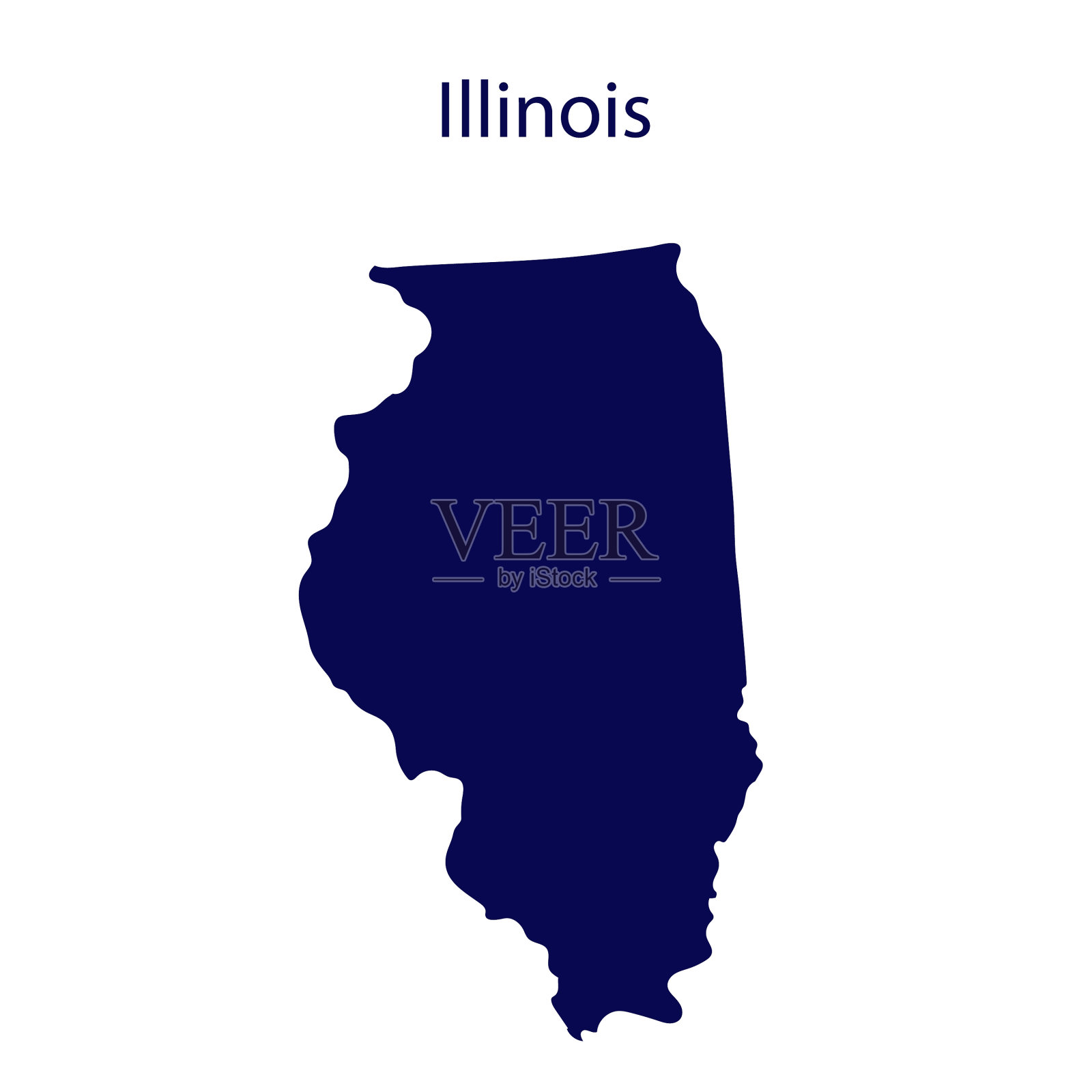 美国伊利诺斯州深蓝色的剪影插画图片素材