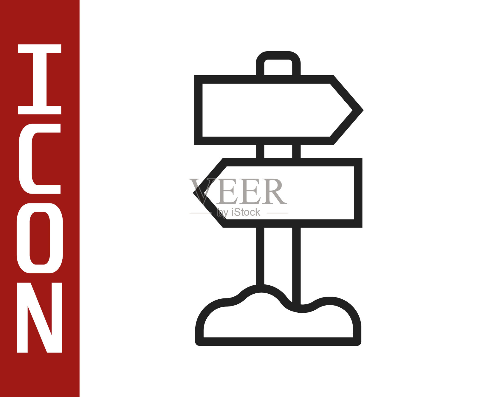 黑线道路交通标志。路标图标孤立在白色背景上。指针的象征。街道信息信号。方向的信号。向量图标素材