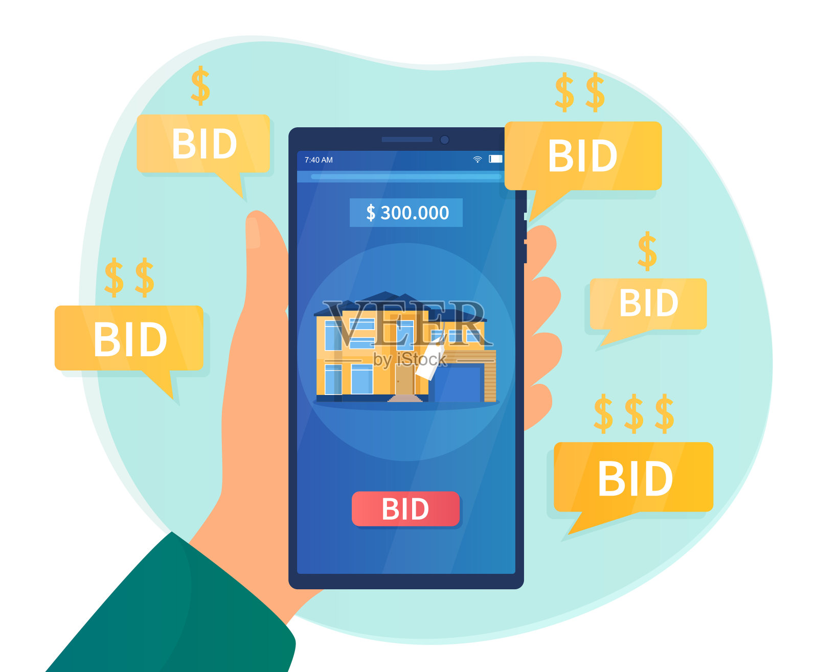 在线拍卖的概念插画图片素材