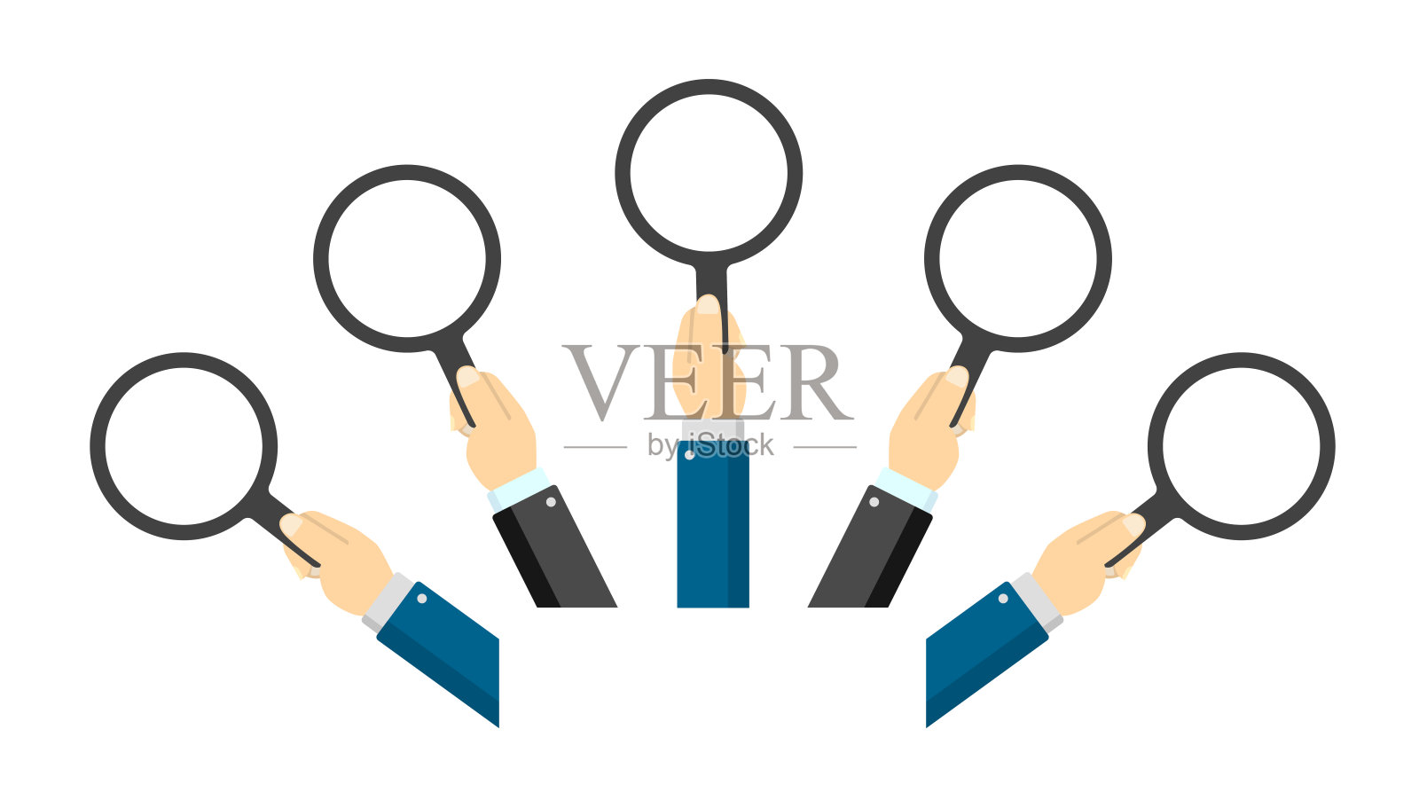 手持放大镜矢量插图组/男业务人员插画图片素材