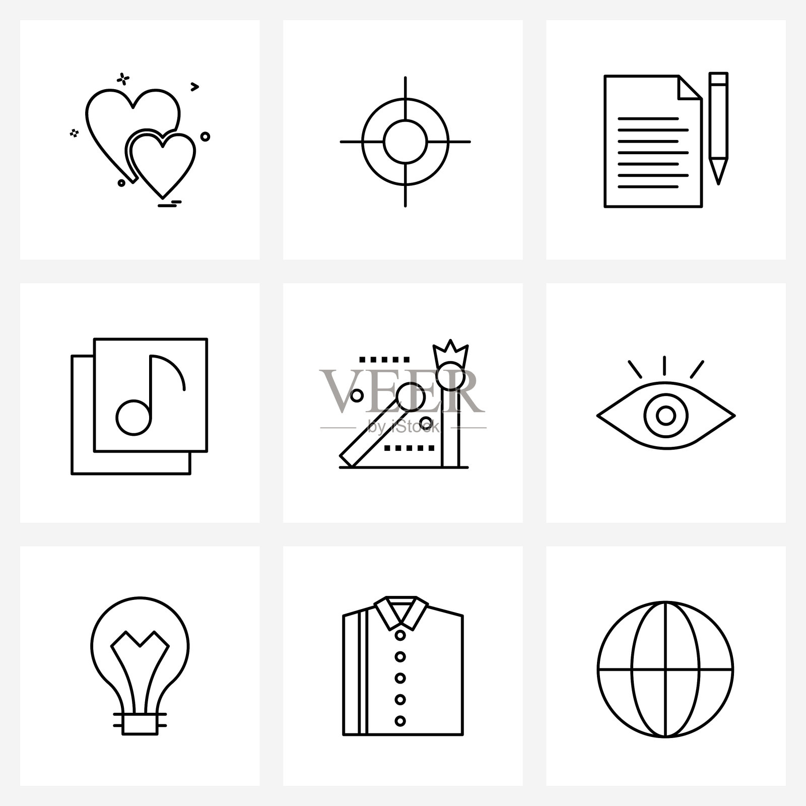 现代样式集九线象形网格为基础插画图片素材