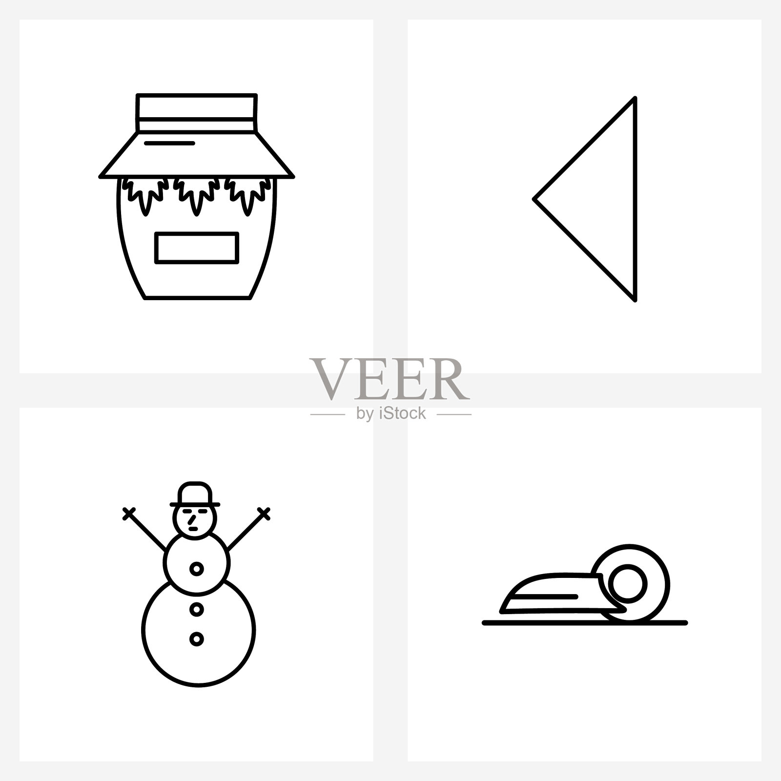 移动用户界面线图标设置4个现代象形图图标素材