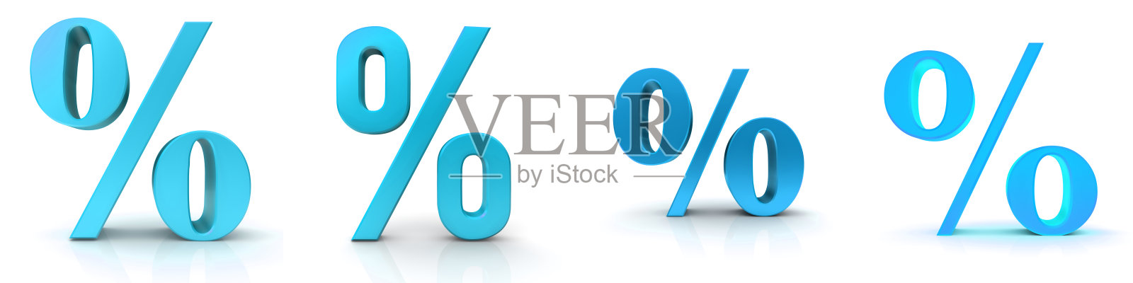 销售折扣价格百分比百分比标志利率金融符号蓝色图标设置在白色背景上孤立的3d渲染图形照片摄影图片