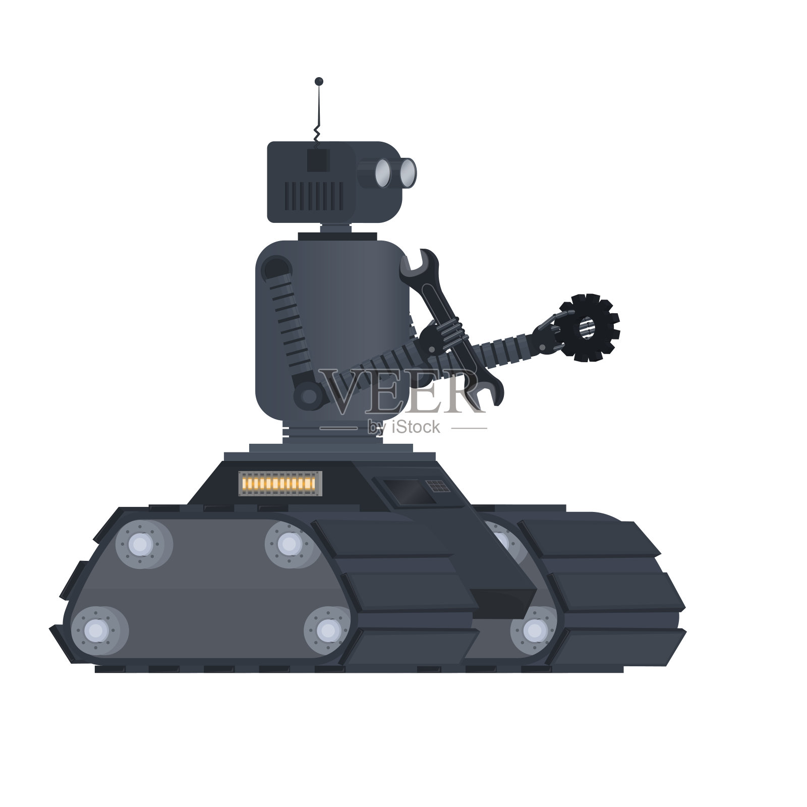 机器人机械。有齿轮和扳手的机器人。修复插画图片素材