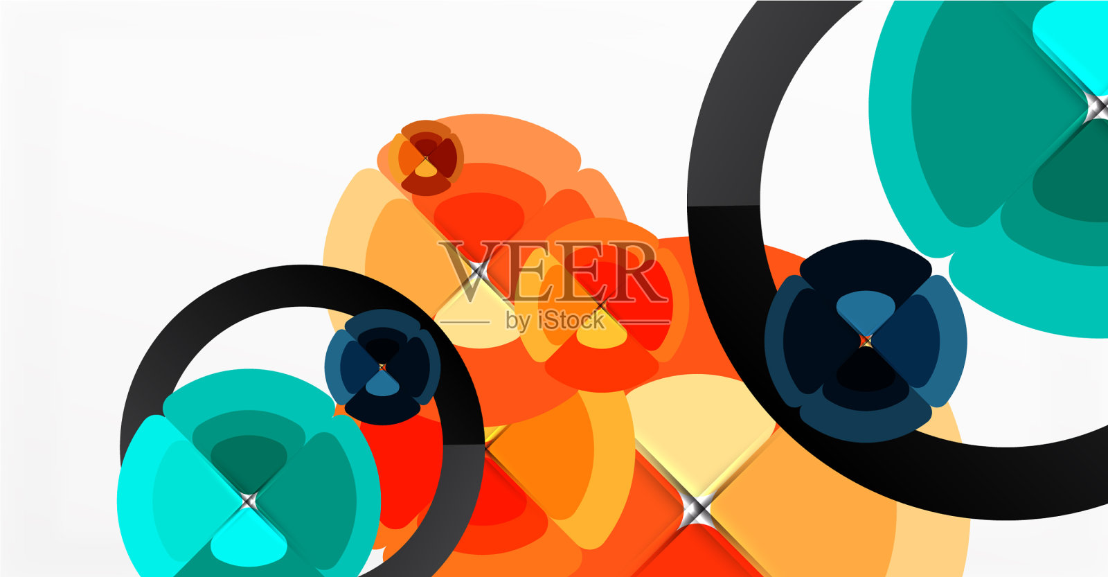 抽象背景时尚色圈插画图片素材