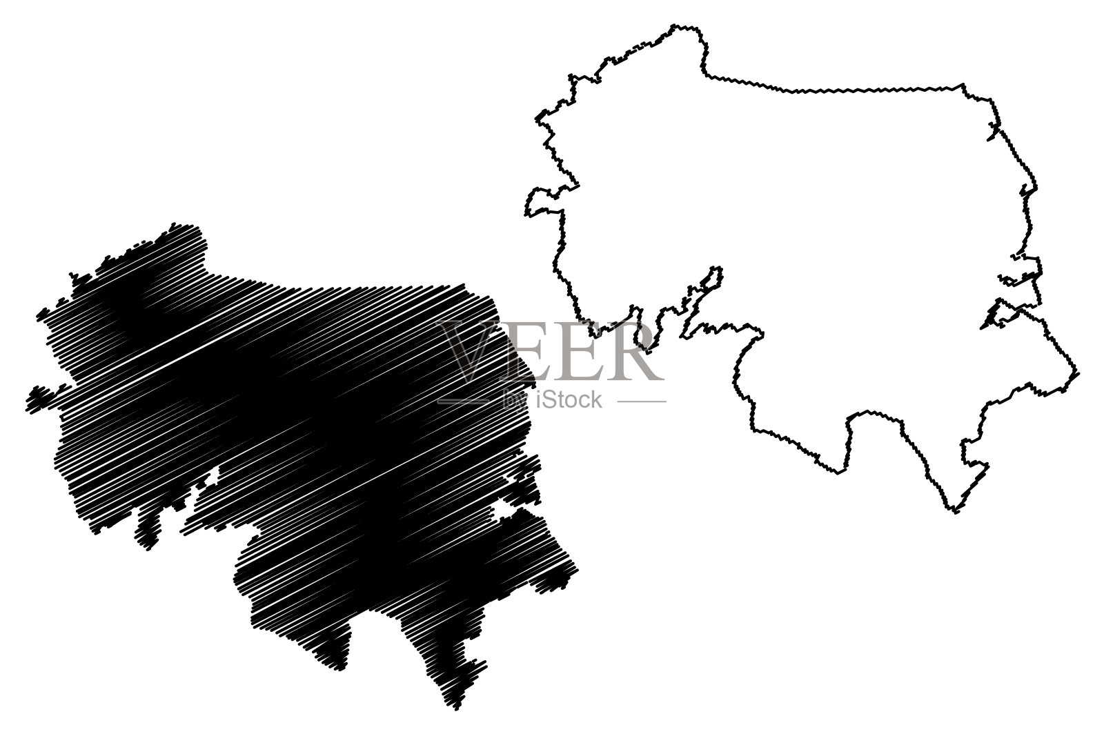 约维尔市(巴西联邦共和国,圣卡塔琳娜州)地图矢量插图,约维尔市地图草稿插画图片素材