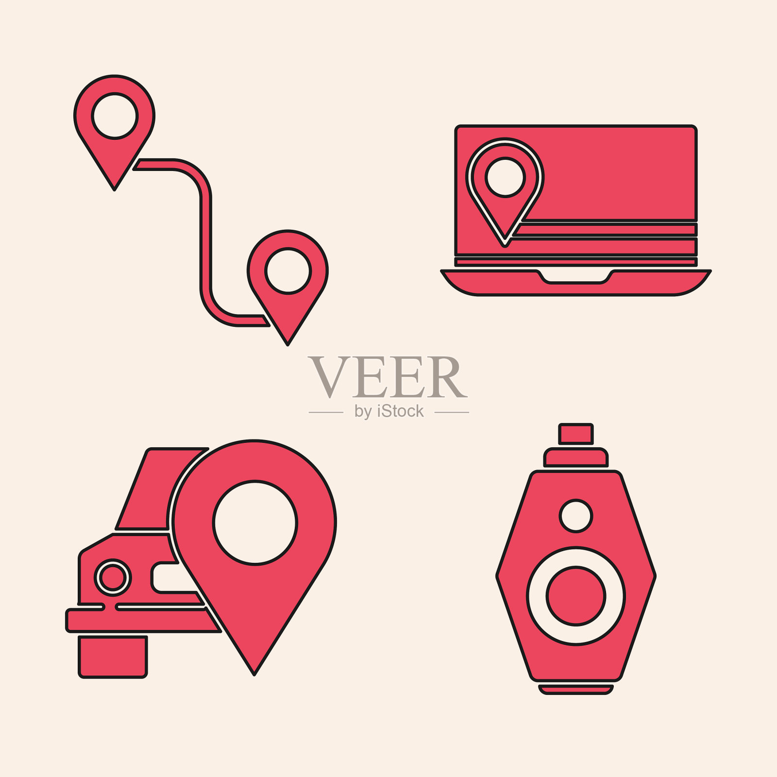 设置汽车钥匙与远程路线位置笔记本电脑图标素材