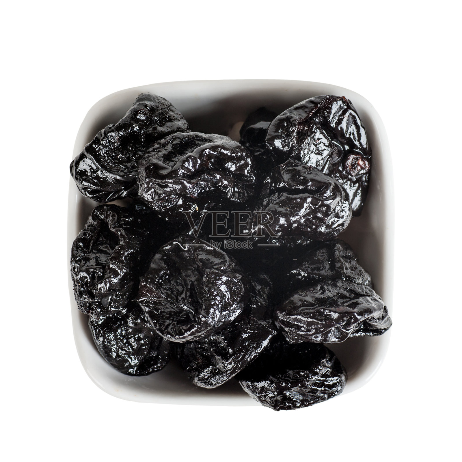 干在一个白色碗顶视图孤立在白色的背景照片摄影图片