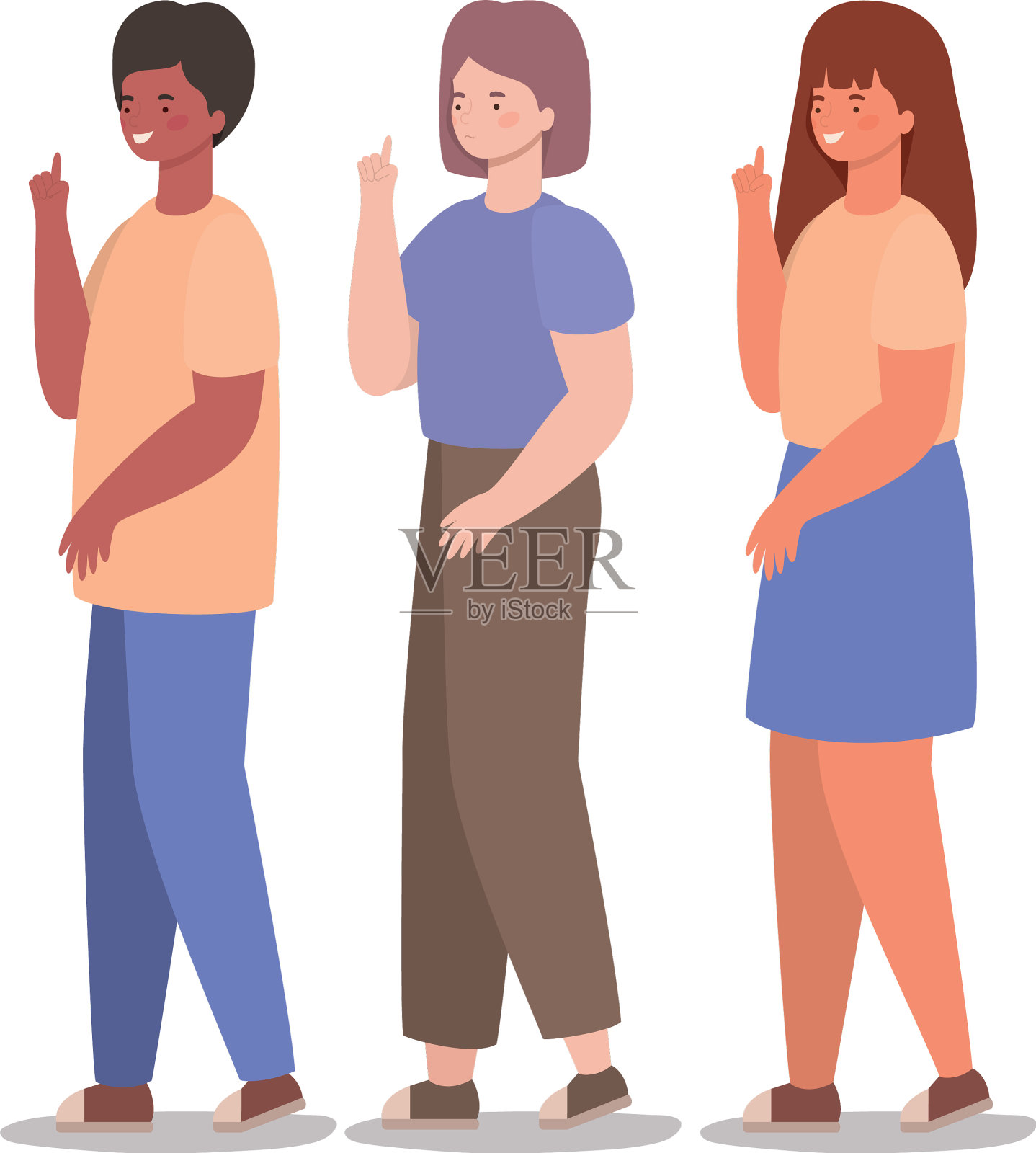 快乐和悲伤的女人和男人卡通设计插画图片素材