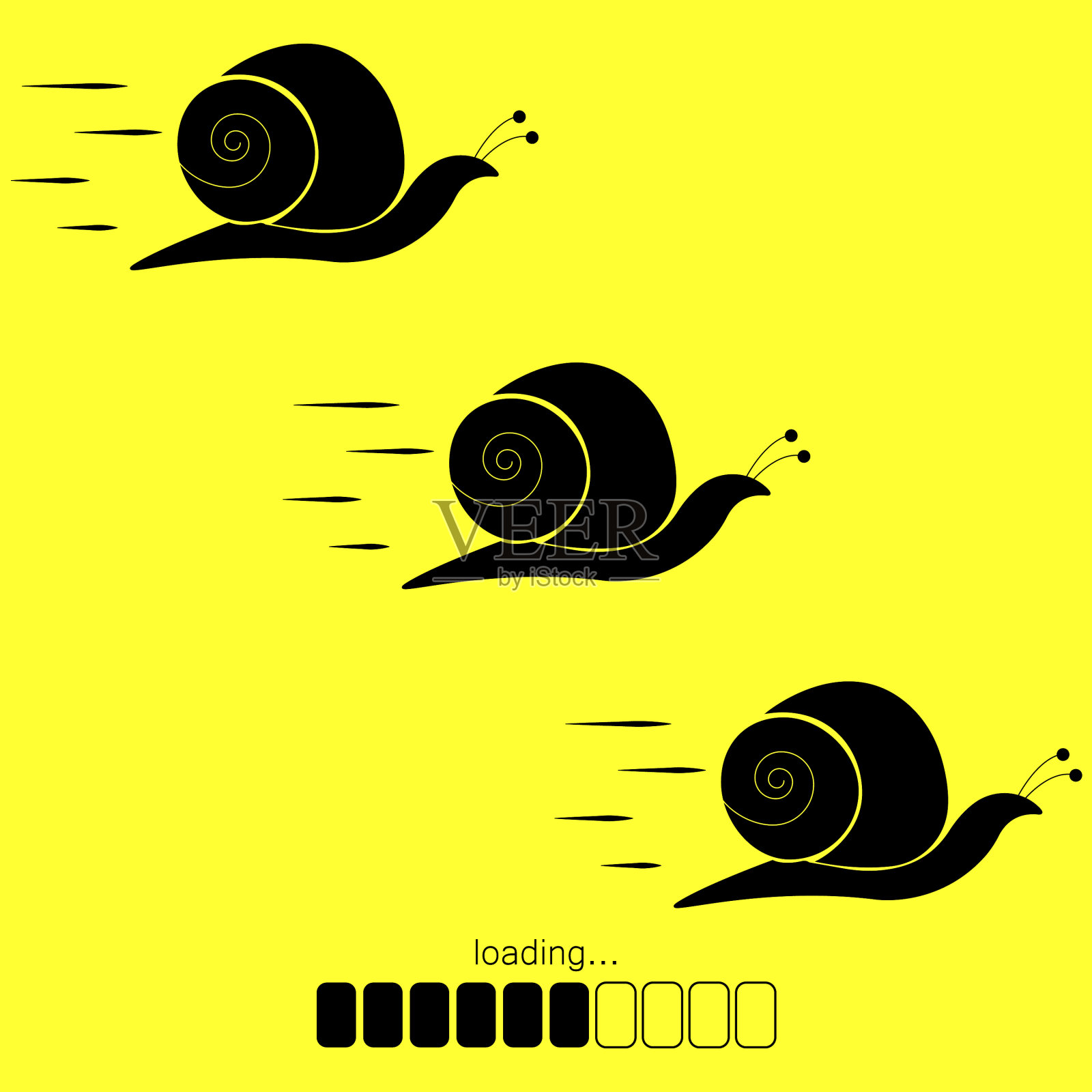 进度加载条-蜗牛图标设置插画图片素材