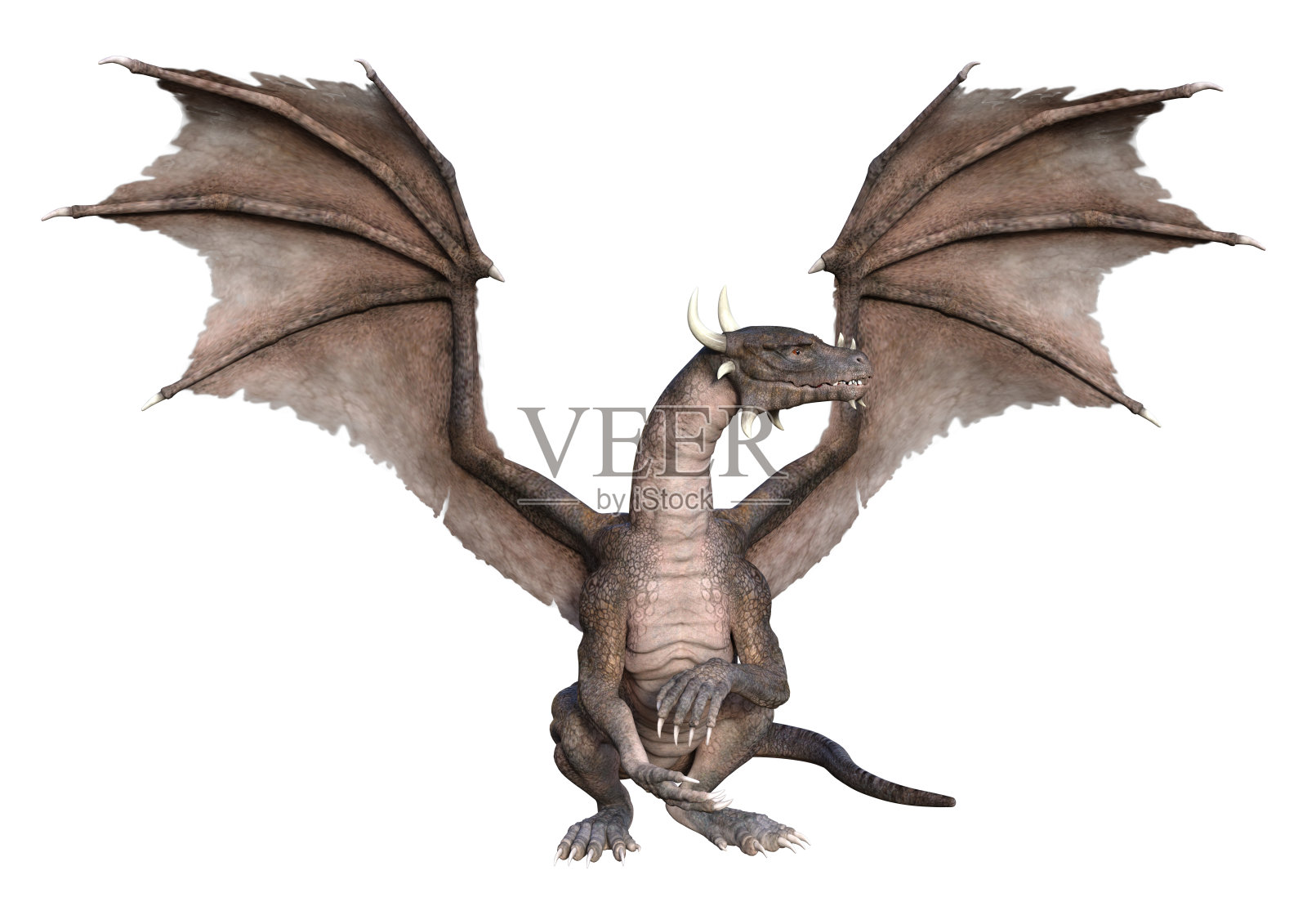 3D插图幻想龙在白色照片摄影图片