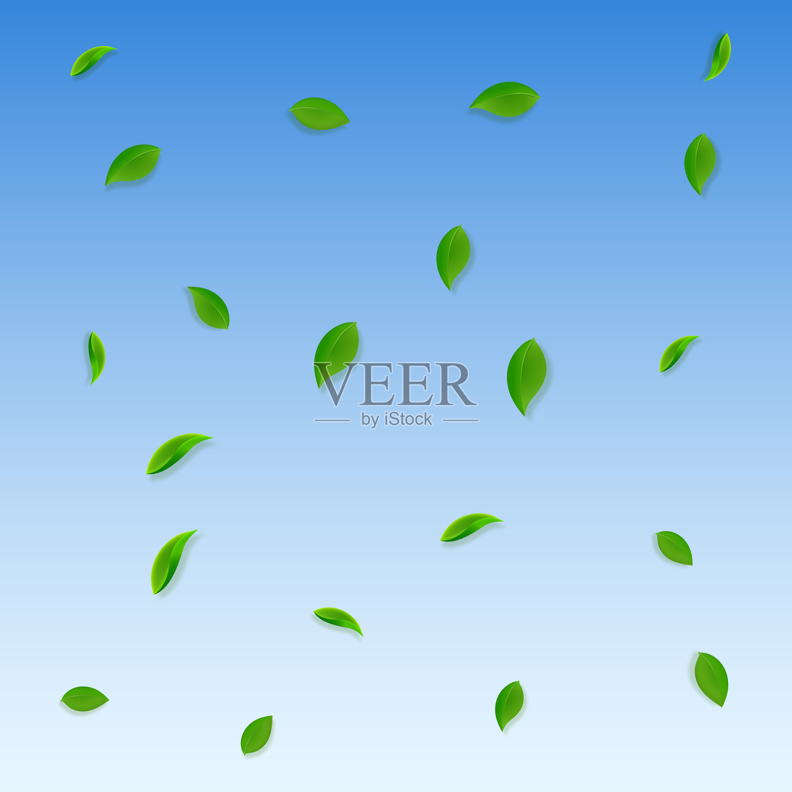 飘落的绿叶,新鲜的茶叶,随机的叶子飞插画图片素材