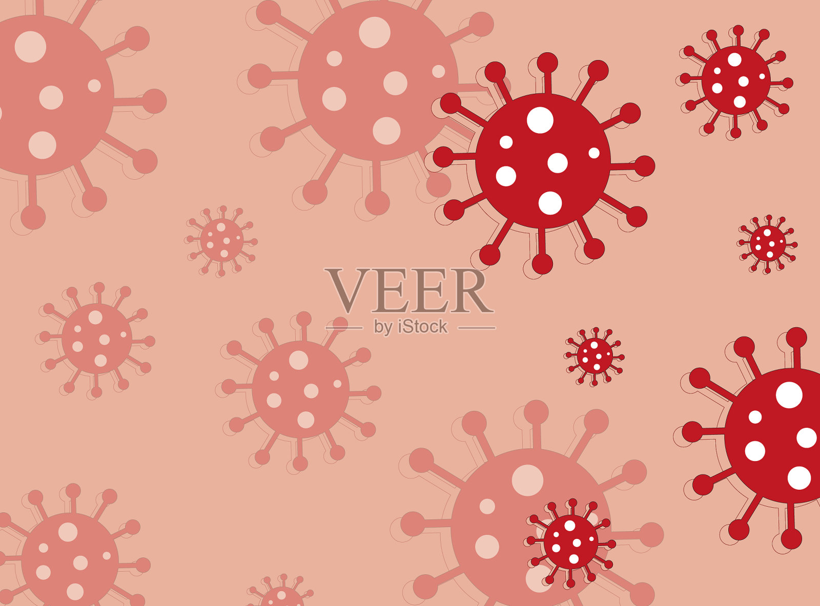 红色的背景与病毒图标插画图片素材