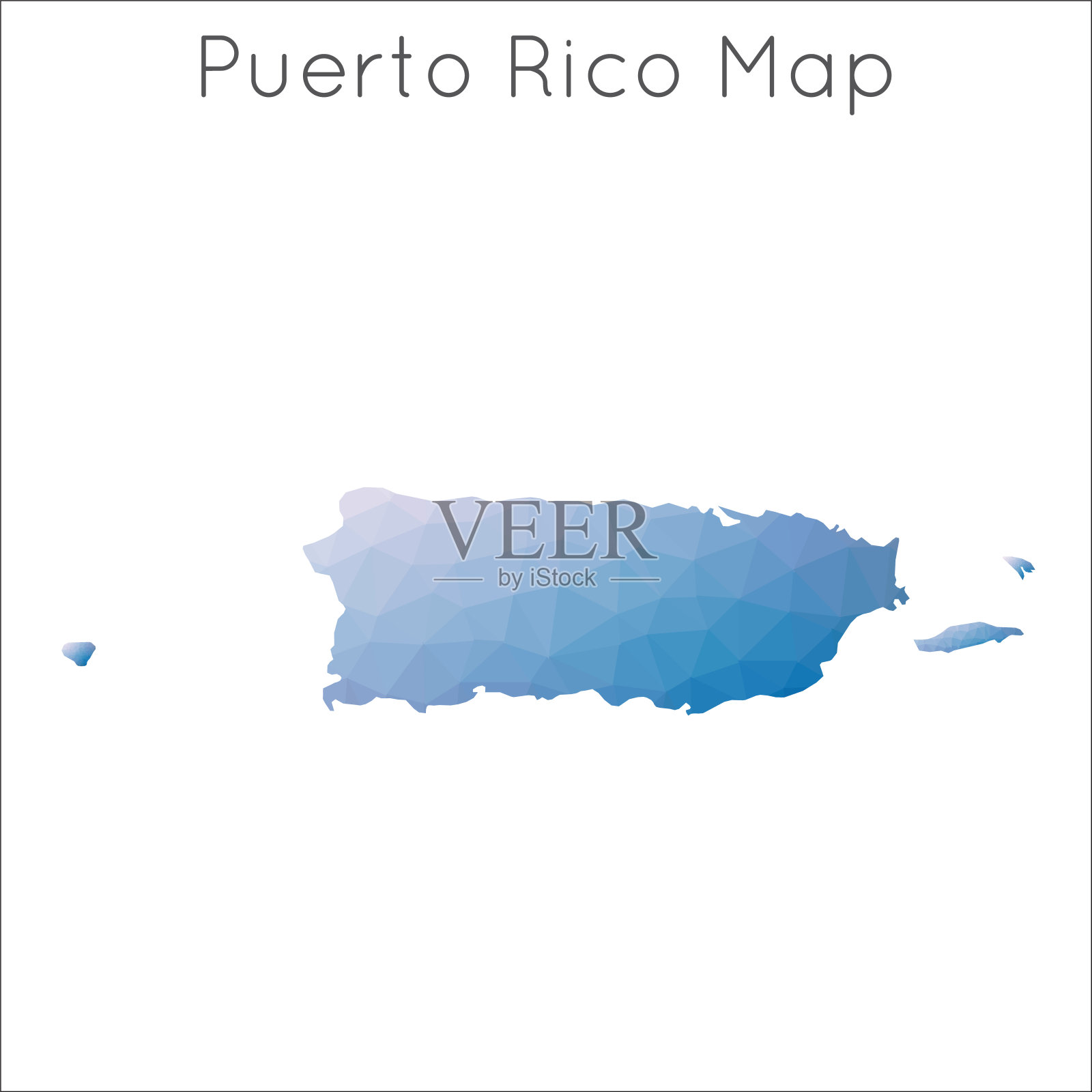 波多黎各的低多边形地图。插画图片素材